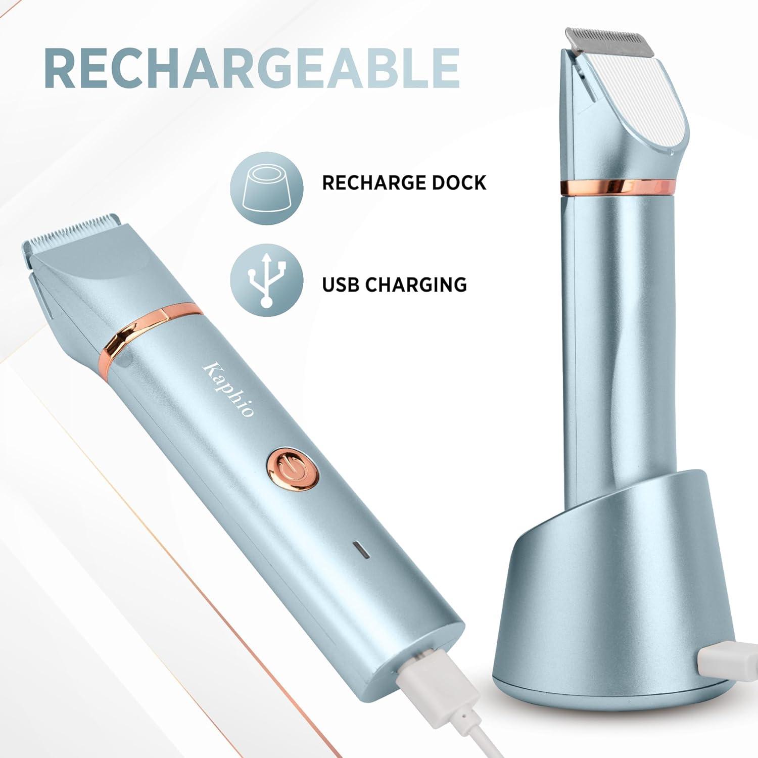 Electric Bikini Trimmer Facial Hair Remover Rechargeable IPX7 Waterproof 2 In 1 Hair Removal