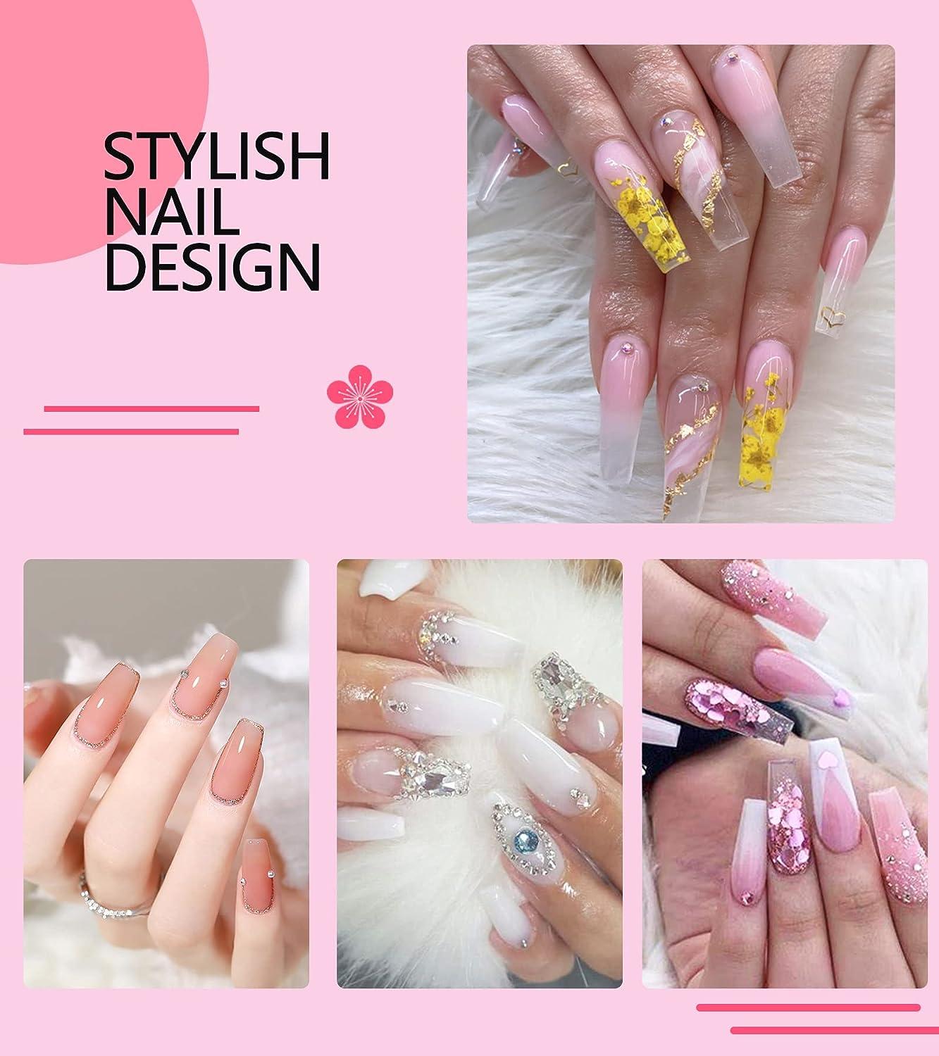 Professional Acrylic Nail Kit With Drill Powder And Liquid Set Clear Nude Pink White