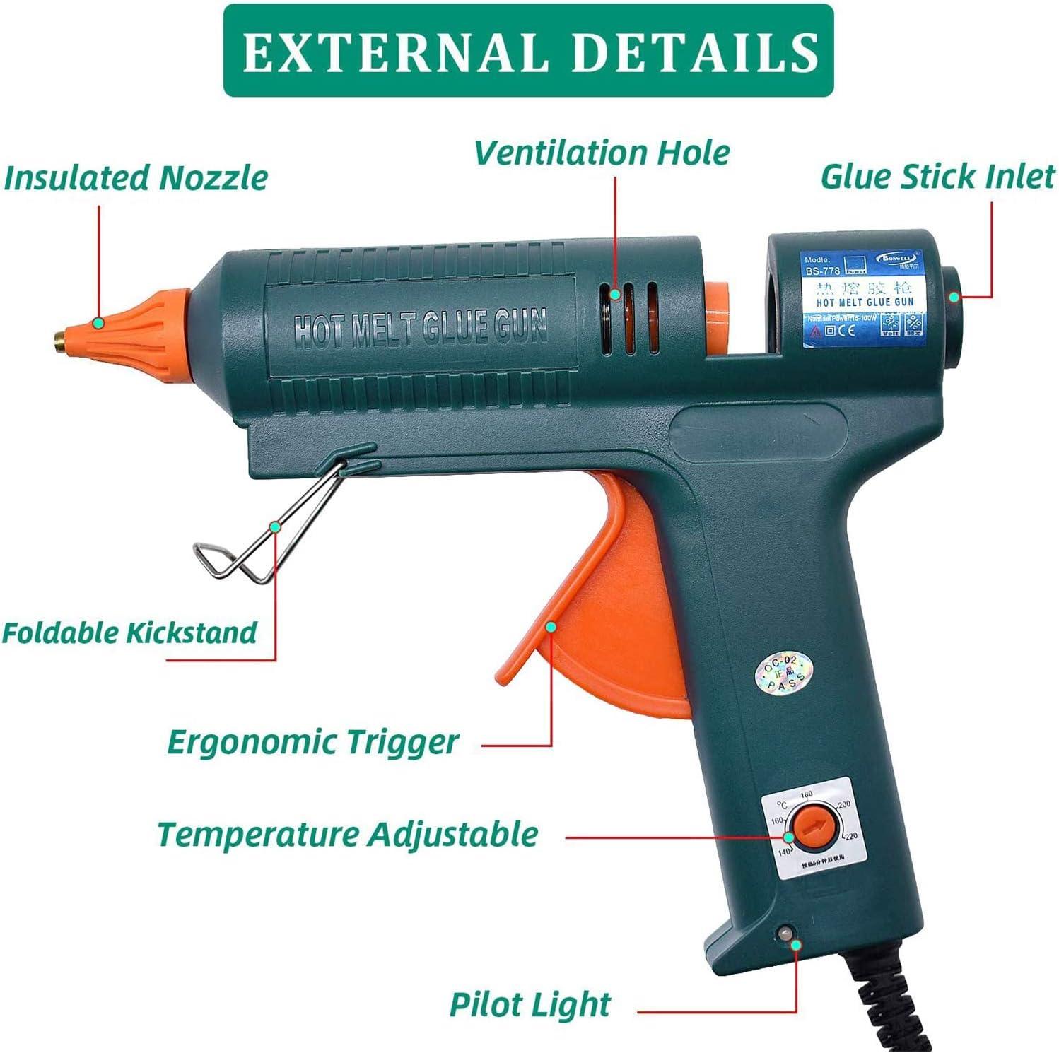 W Full Size Hot Glue Gun With Copper Nozzles Temperature Adjustable Professional Diy