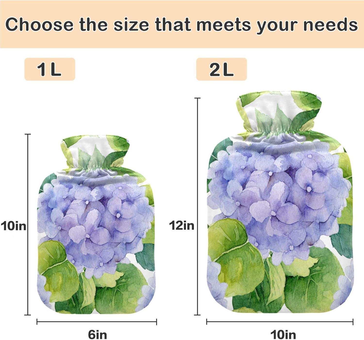 Naanle Floral Hydrangeas Hot Water Bottle With Cover L Pain Relief For Menstrual Cramps