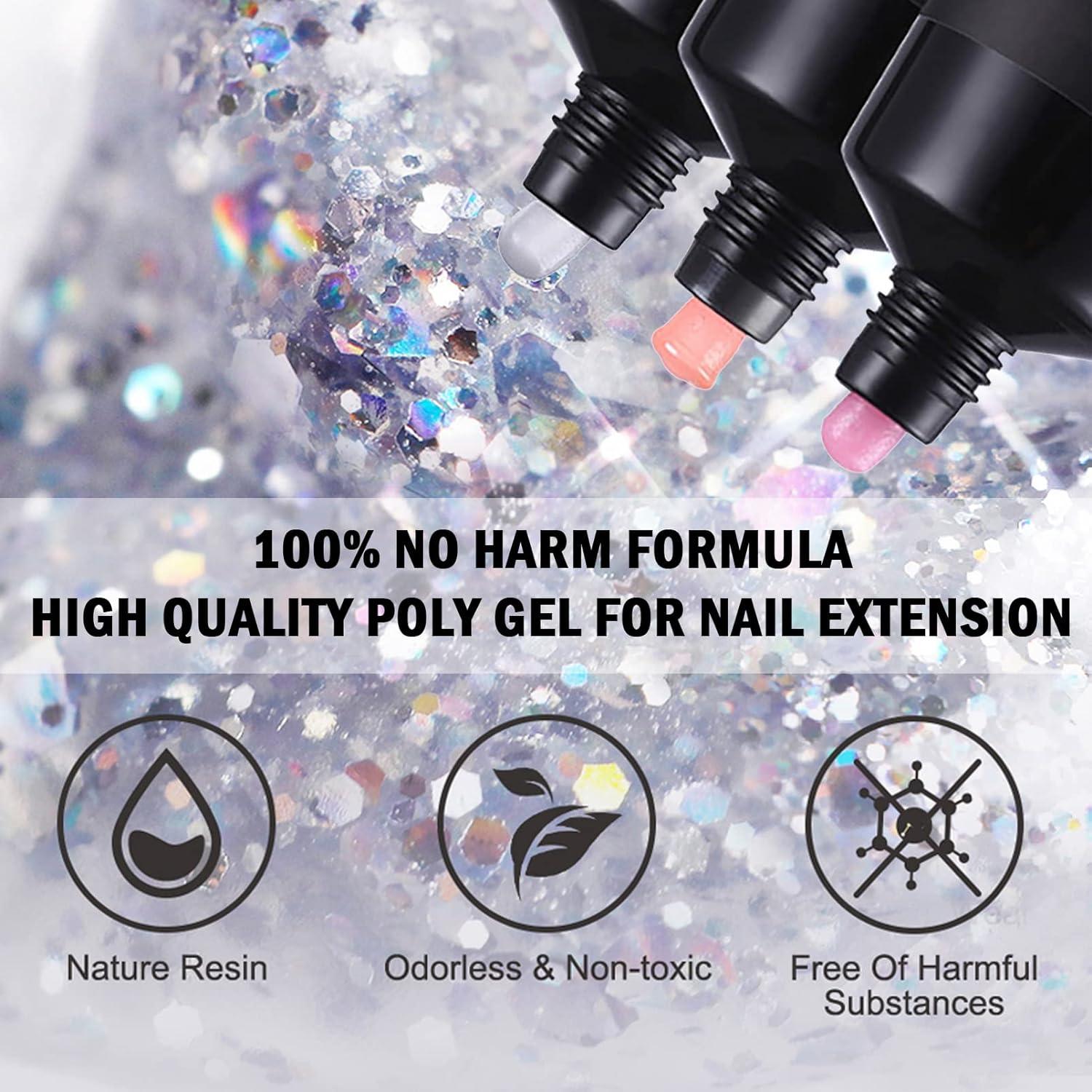 Nude Polygel Nail Kit For Beginners Builder Gel Extension Starter Kit With Slip Solution