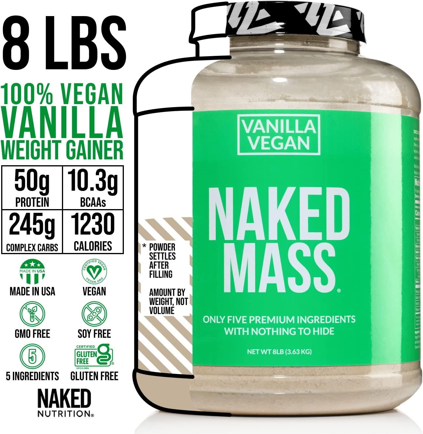 Vanilla Vegan Weight Gainer Naked Mass Lb Bulk Gmo Gluten Soy Dairy Free Calories