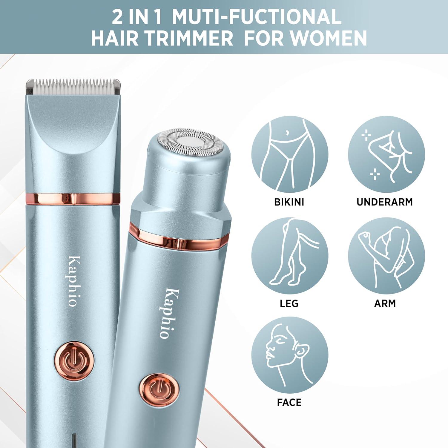 Electric Bikini Trimmer Facial Hair Remover Rechargeable IPX7 Waterproof 2 In 1 Hair Removal