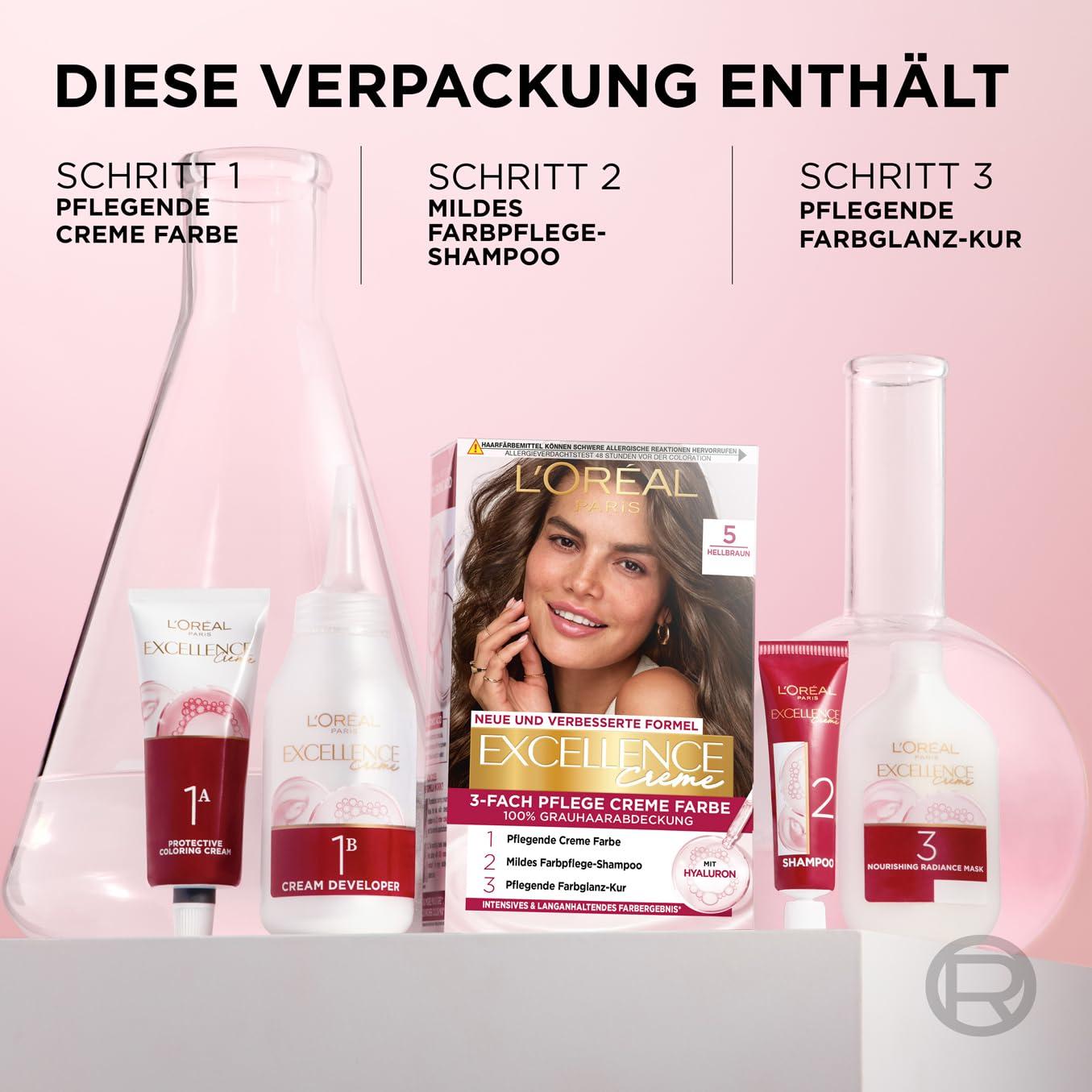 L Or Al Paris Excellence Cream 6 Dark Blonde Hair Color 100 Gray Coverage 3 In 1 Care 268g X