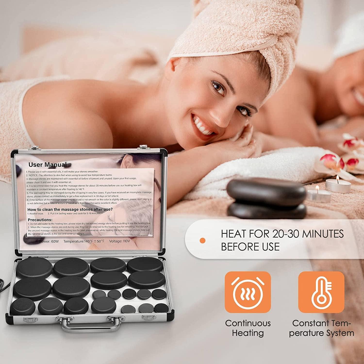 Piece Hot Rocks Massage Kit With Portable Warmer Basalt Stones For