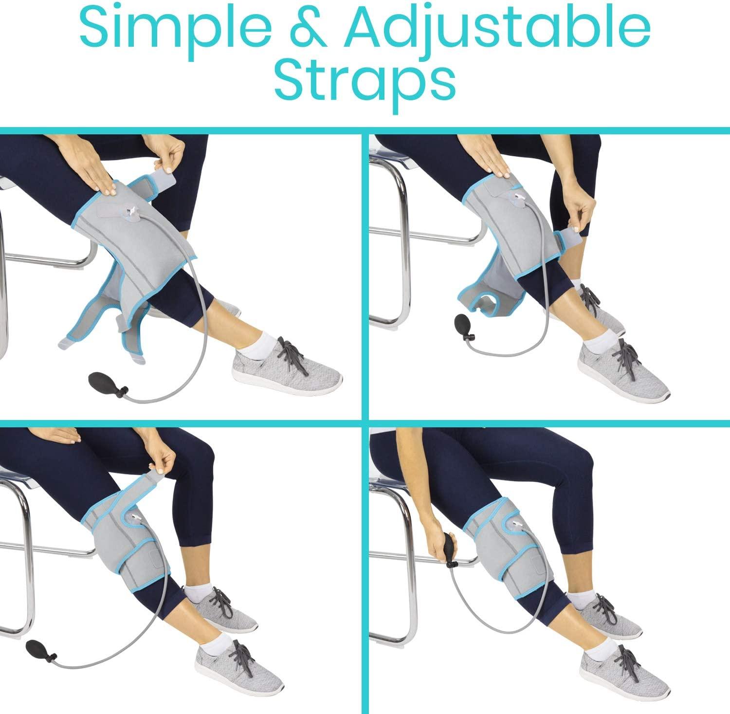 Vive Compression Knee Ice Wrap Hot Cold Therapy Brace With Air Pump For Pain Relief And