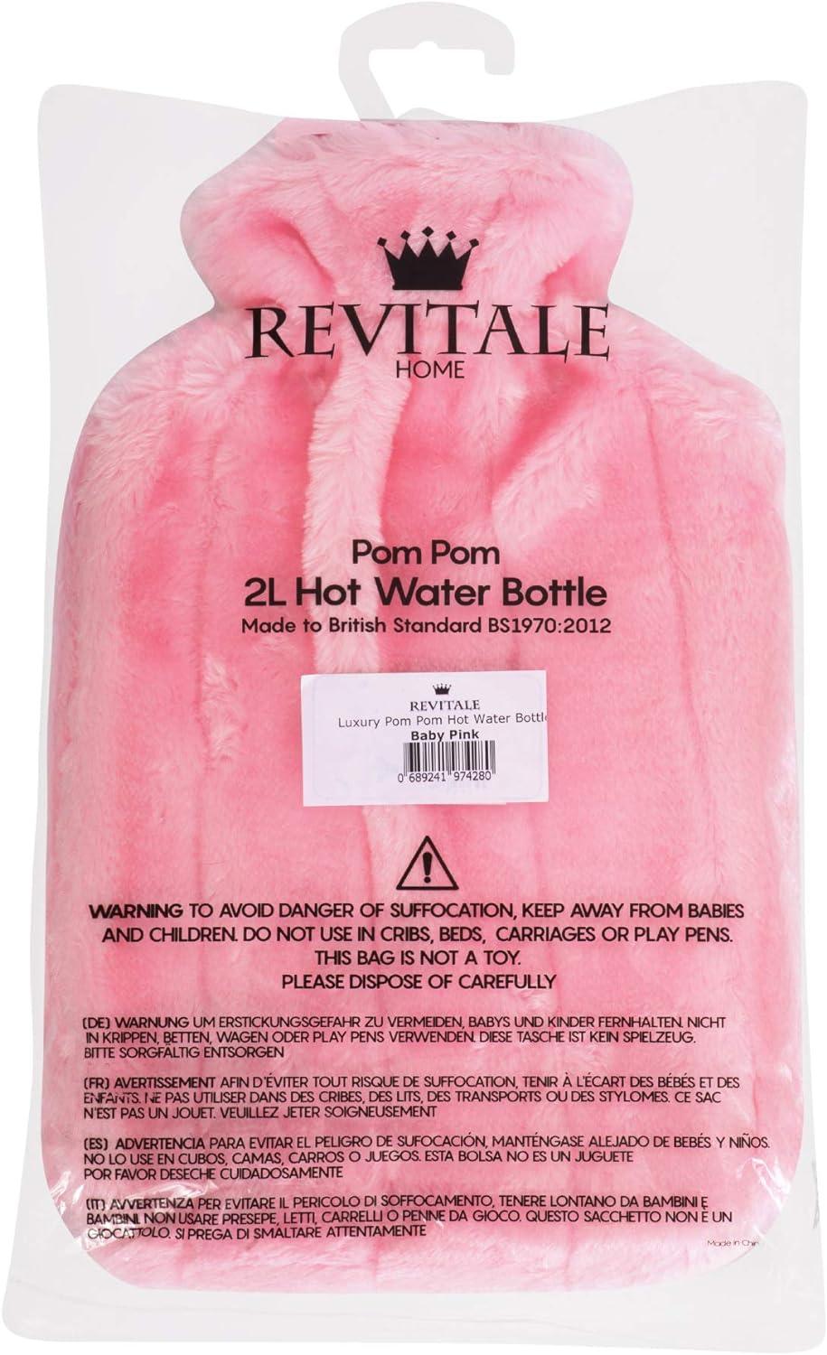 Revitale Luxury Faux Fur Pom Pom Hot Water Bottle 2 Litre Baby Pink Buy Now With Express