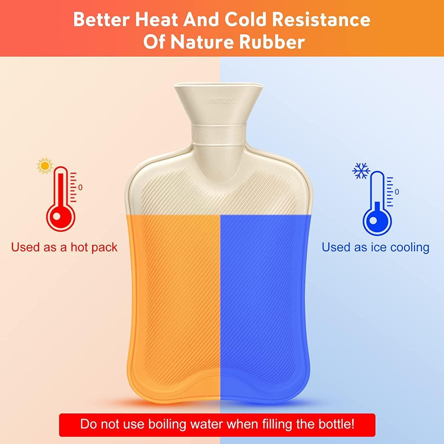 DAWDIX L Hot Water Bottle With Soft Fleece Cover Perfect Bed Warmer And Gift For Women Gray