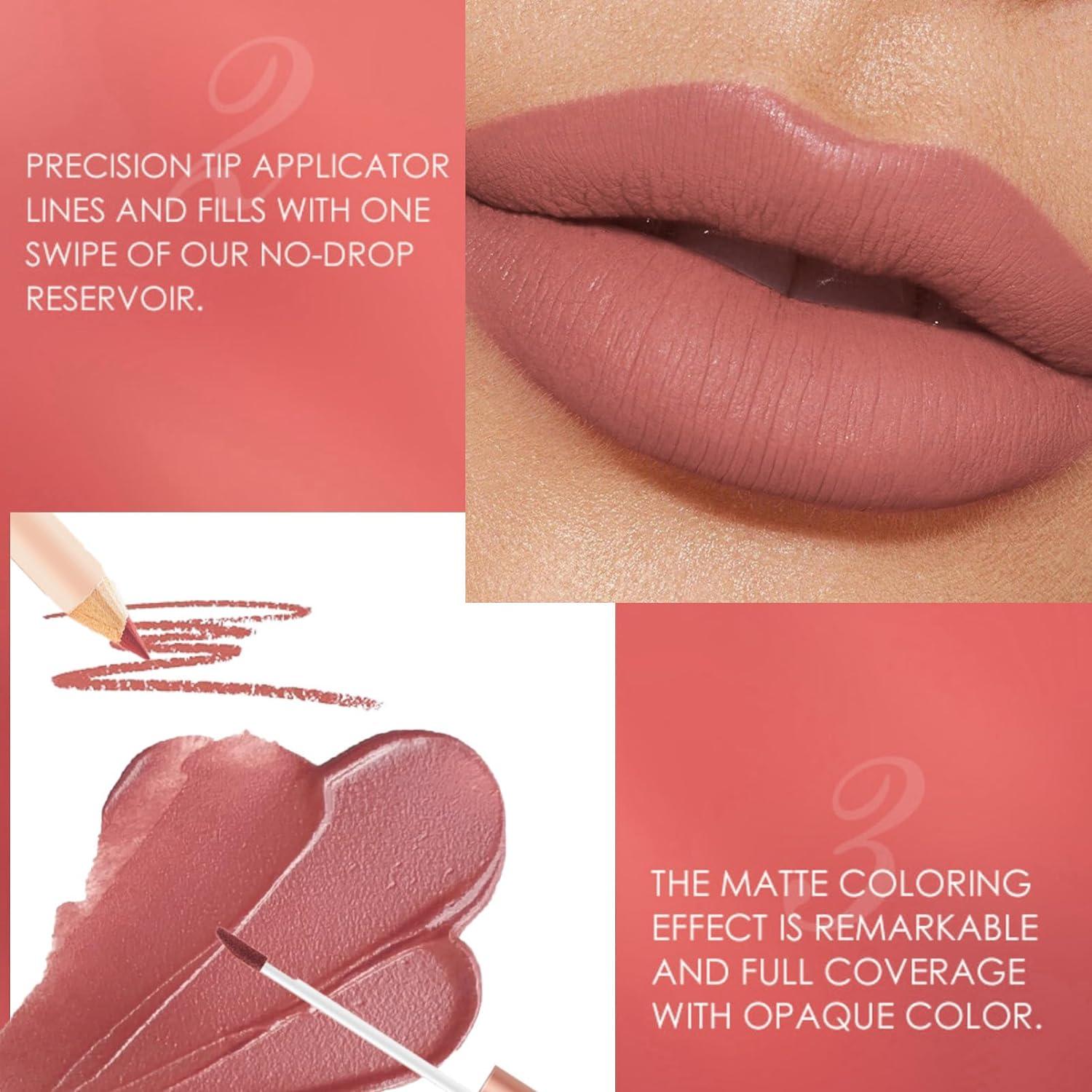 Nude Liquid Lipgloss Lip Liner And Lipstick Set Non Sticky Long Lasting Waterproof Lip Stain