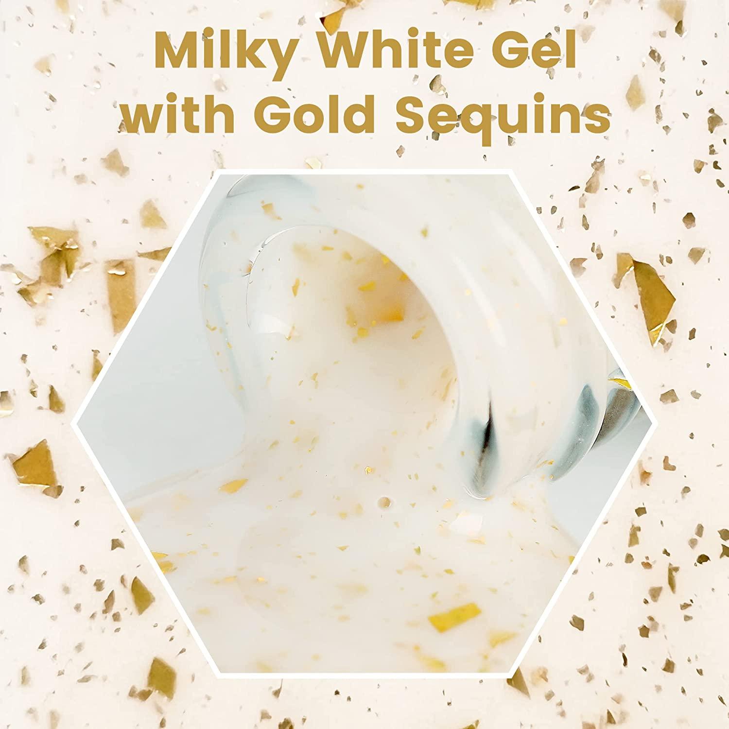 Ytd Likomey Nude Gel Nail Polish Ml French Jelly Milky White With Gold Foil Uv Varnish For