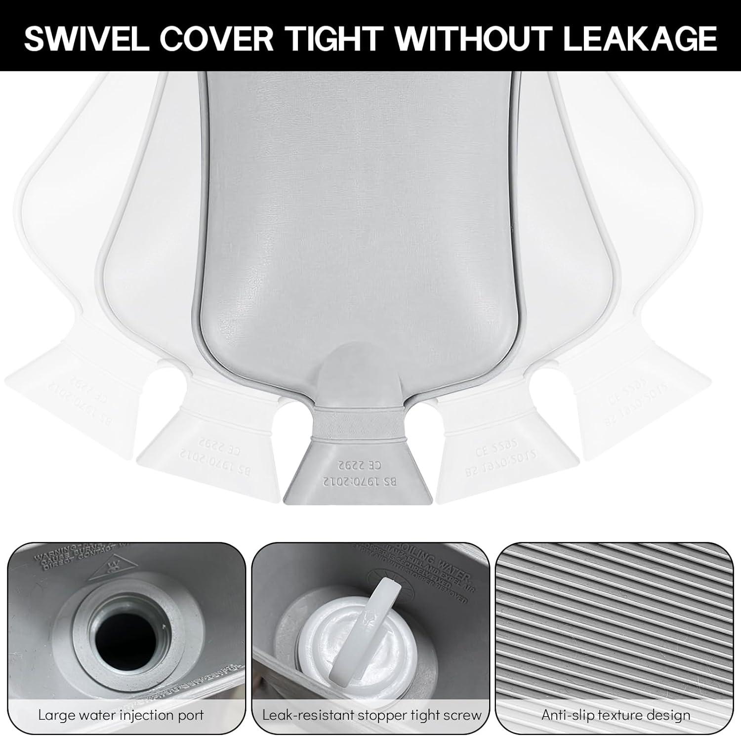 Jsdoin L Hot Water Bottle With Luxury Faux Fur Cover Leakproof Hot Water Bag For Pain Relief