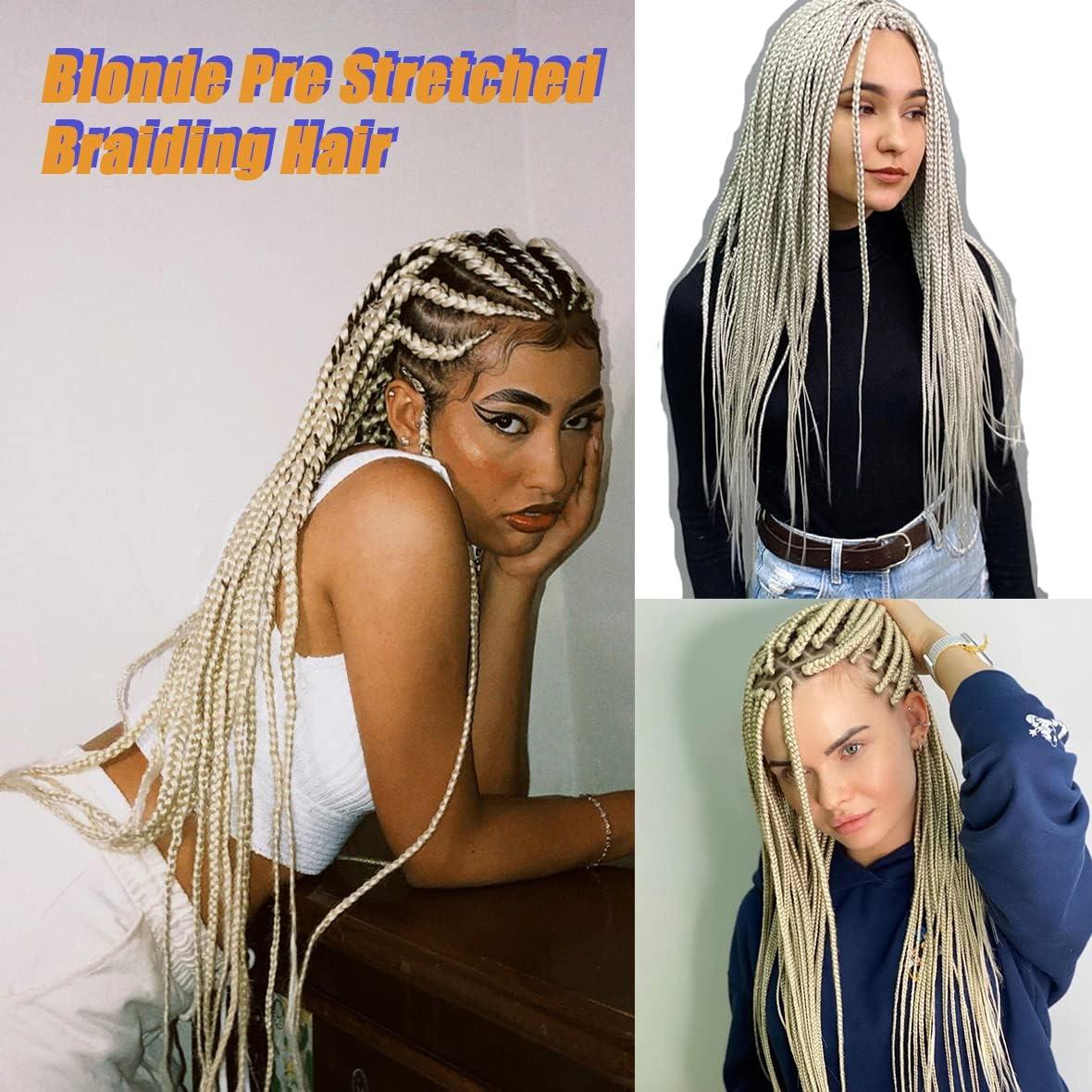 Leeven Packs Blonde Pre Stretched Braiding Hair Extensions For Box Braids Yaki Straight Ez