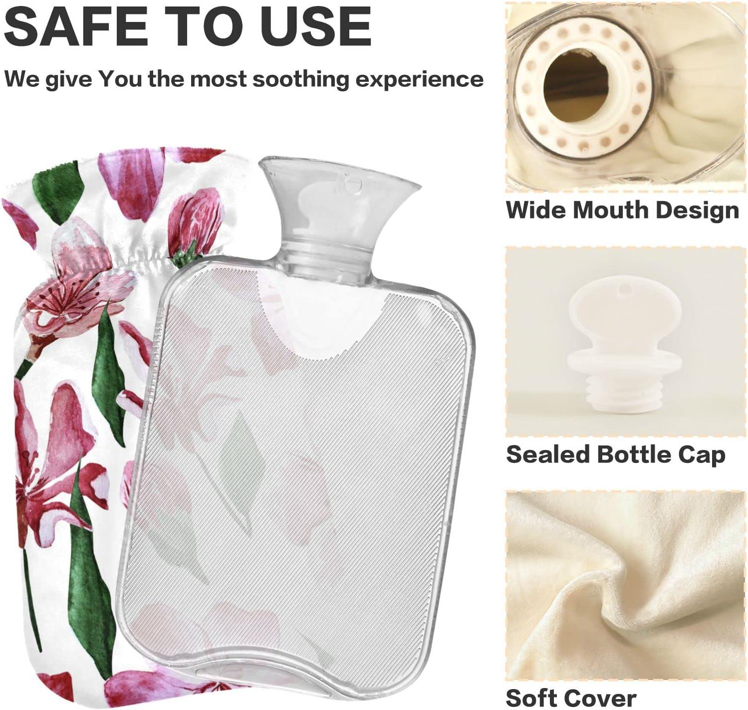 NAANLE Japanese Cherry Blossom Transparent Hot Water Bottle L Large Perfect For Menstrual