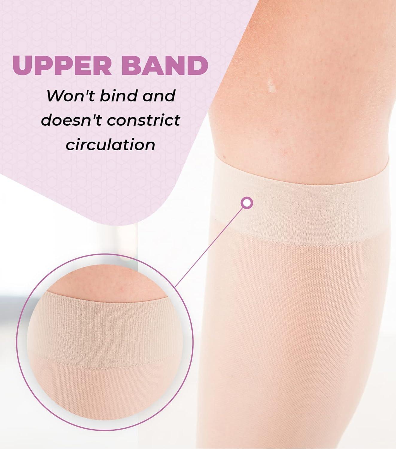 GABRIALLA Sheer Knee High Compression Stockings For Women MmHg XL Nude Closed Toe