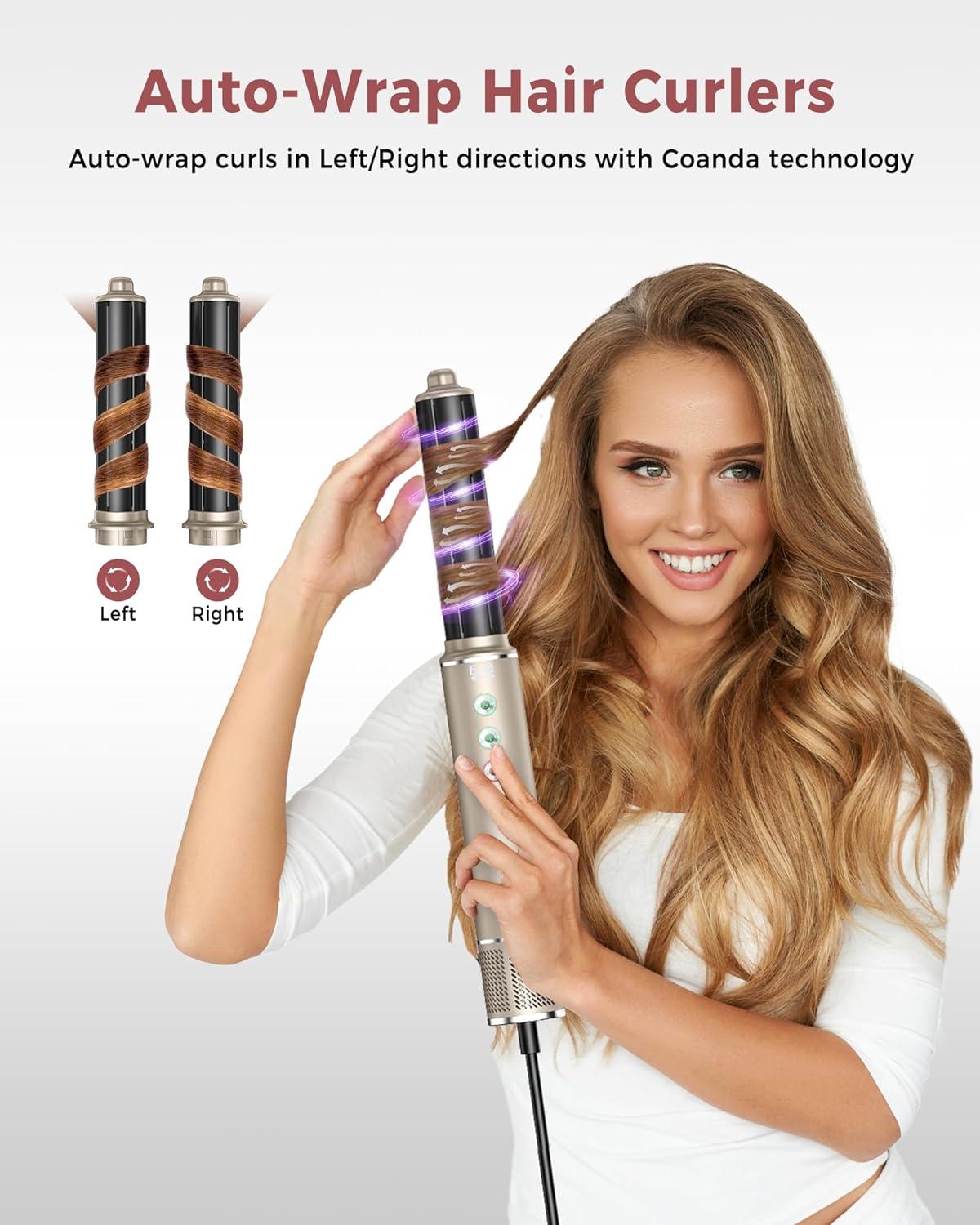 In Air Styler Set Ionic Hair Styler High Speed Dryer Hot Air Brush With Curling Wand