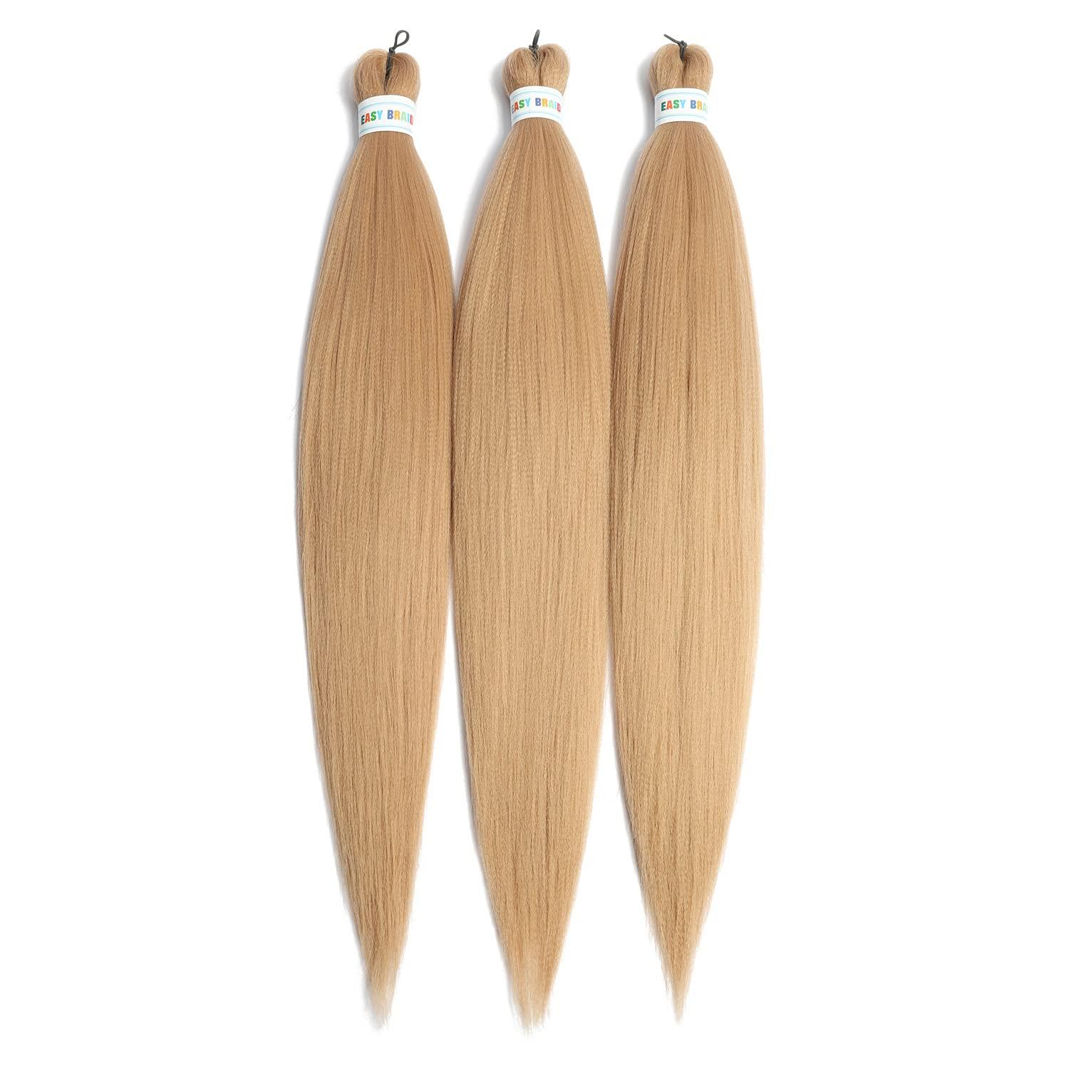 Newluyang Pre Stretched Crochet Hair Braids Inch Yaki Texture Packs Light Brown Blonde