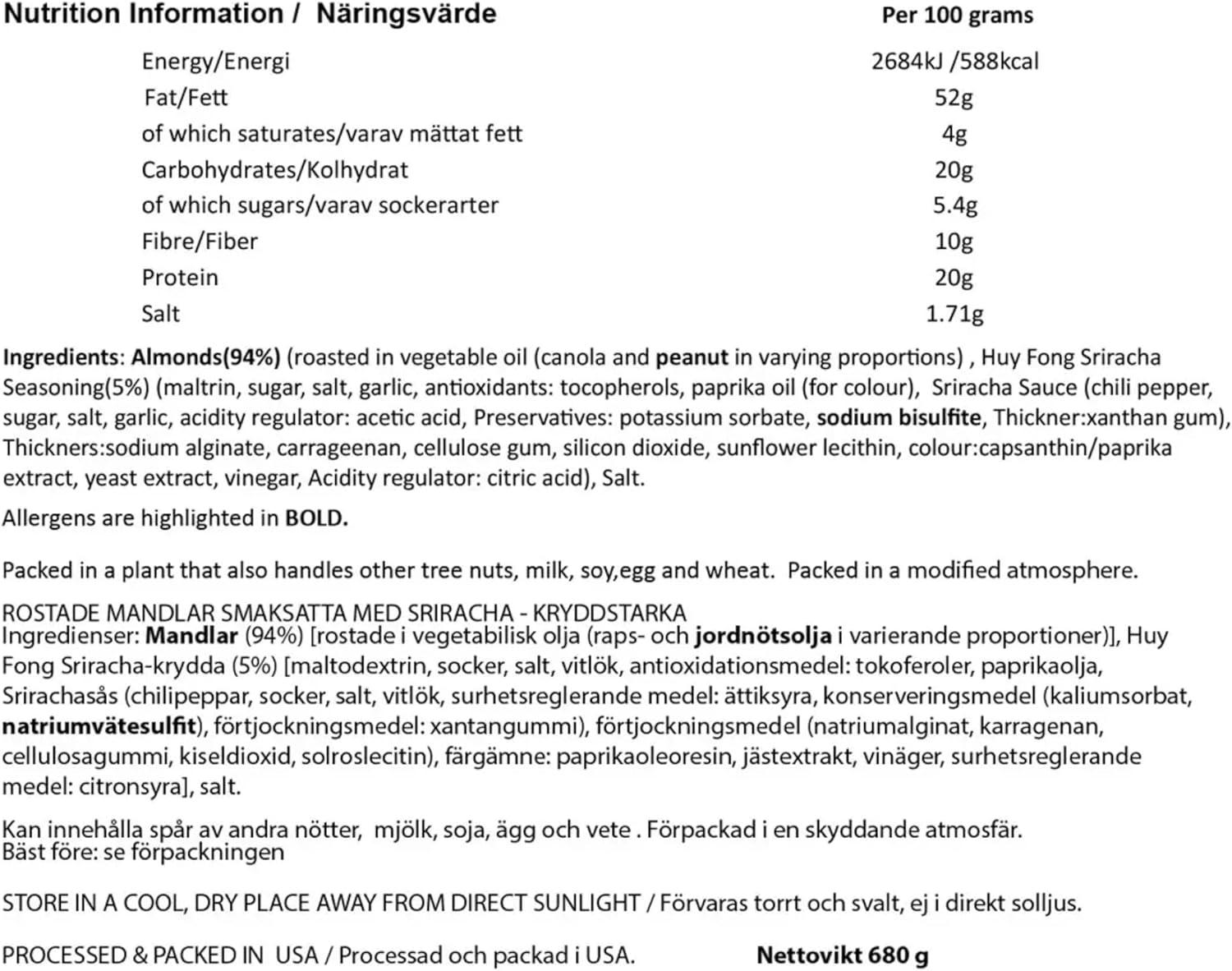 Huy Fong Sriracha Hot Chilli Almond G Buy Now With Express International Delivery Gosupps