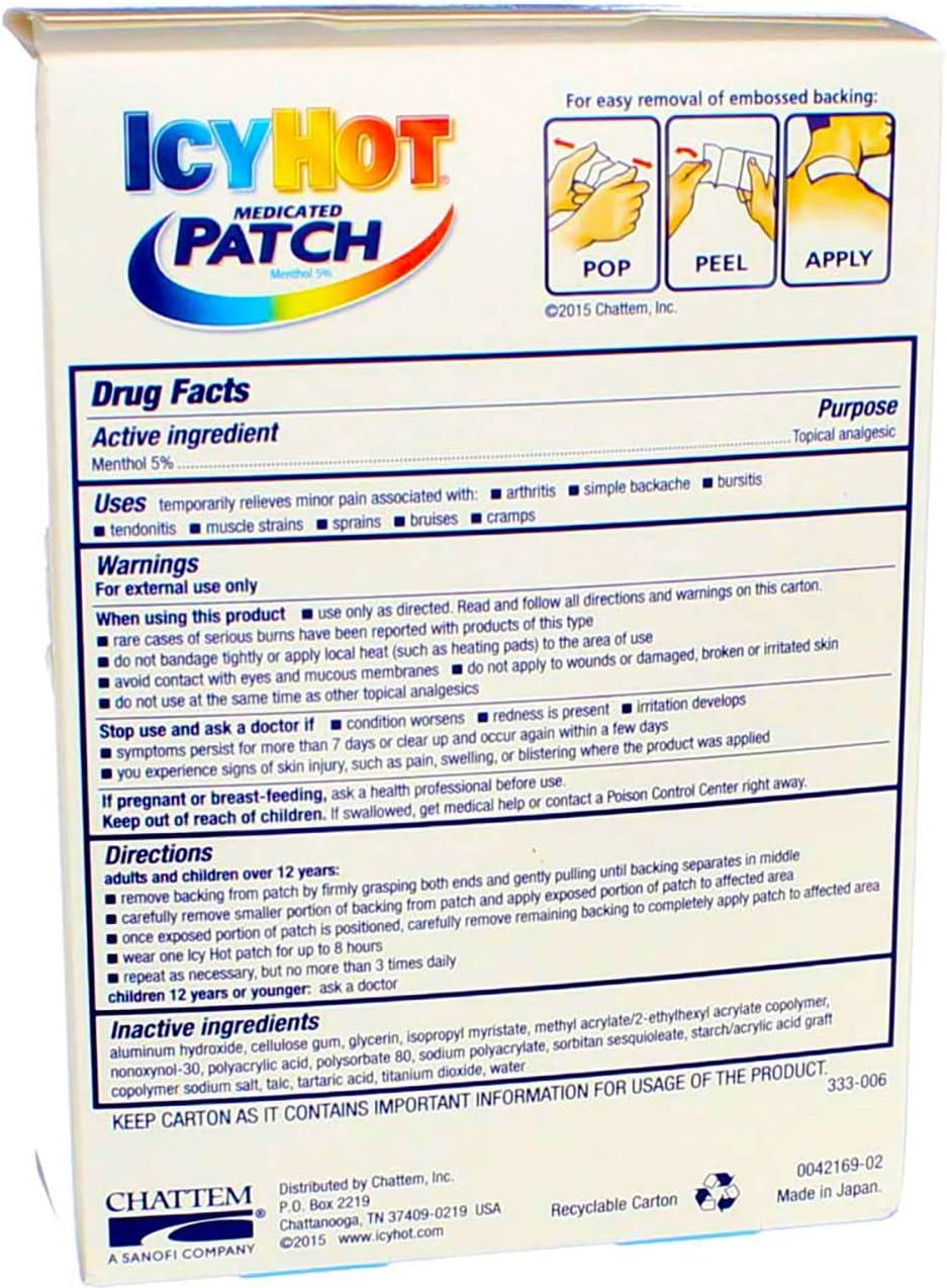 Pack Of ICY HOT Medicated Patches Extra Strength For Small Arm Neck Leg Count Each Buy