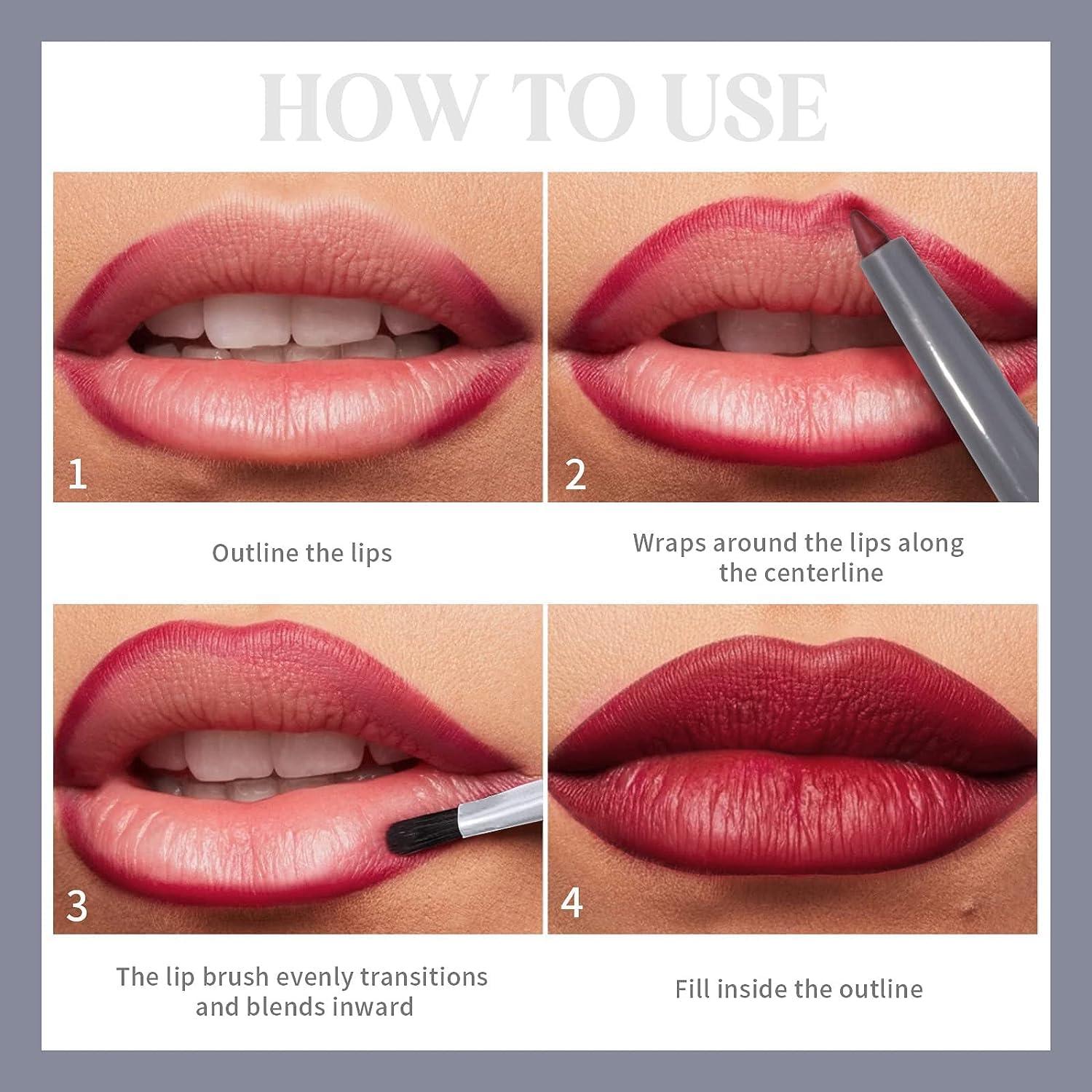 Pc Nude Lip Liner Set Vegan Cruelty Free Matte Creamy Formula With Brush Precise