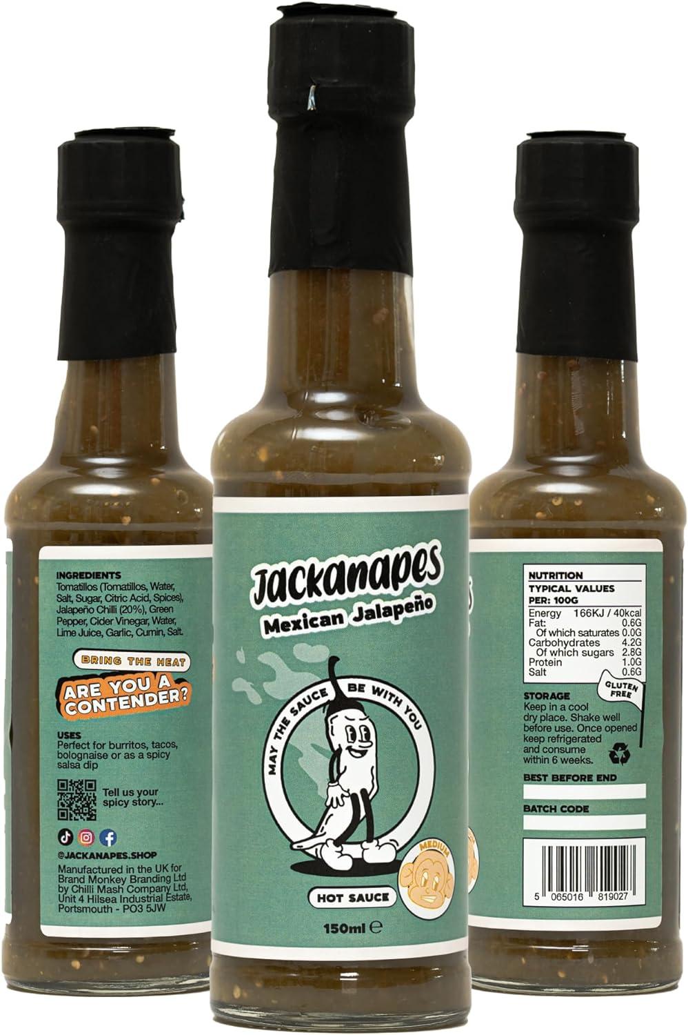 Jackanapes Mexican Hot Sauce 150ml Mild Vegan Chilli Sauce With Jalape Os And Lime Juice UK