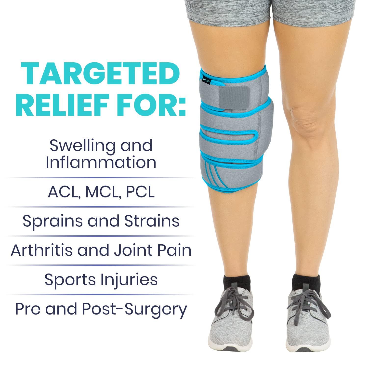 Vive Knee Ice Pack Wrap Cold Hot Gel Compression Brace For Pain Relief Support Strap For