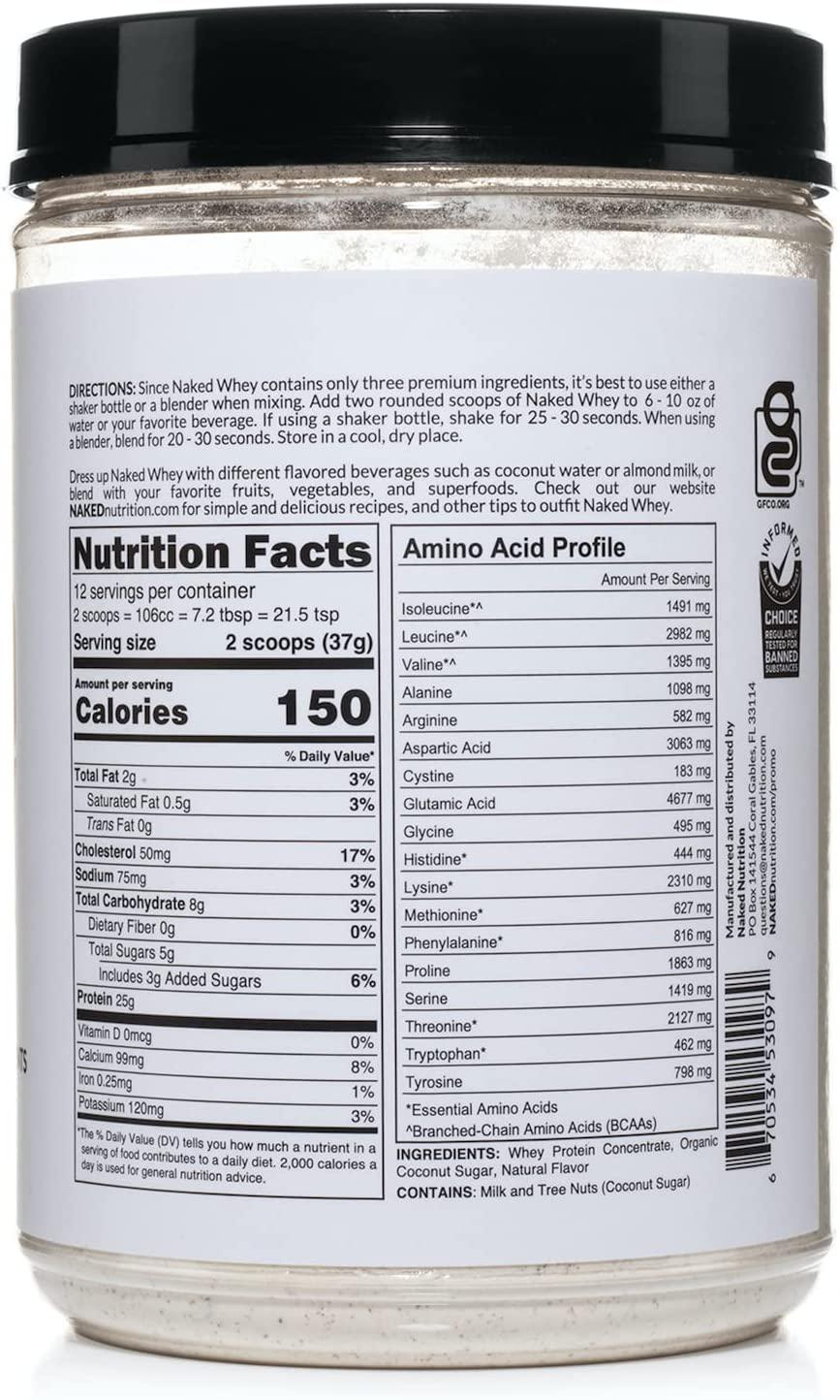 Naked Vanilla Whey Protein 1LB All Natural Grass Fed Protein Powder With Vanilla Coconut