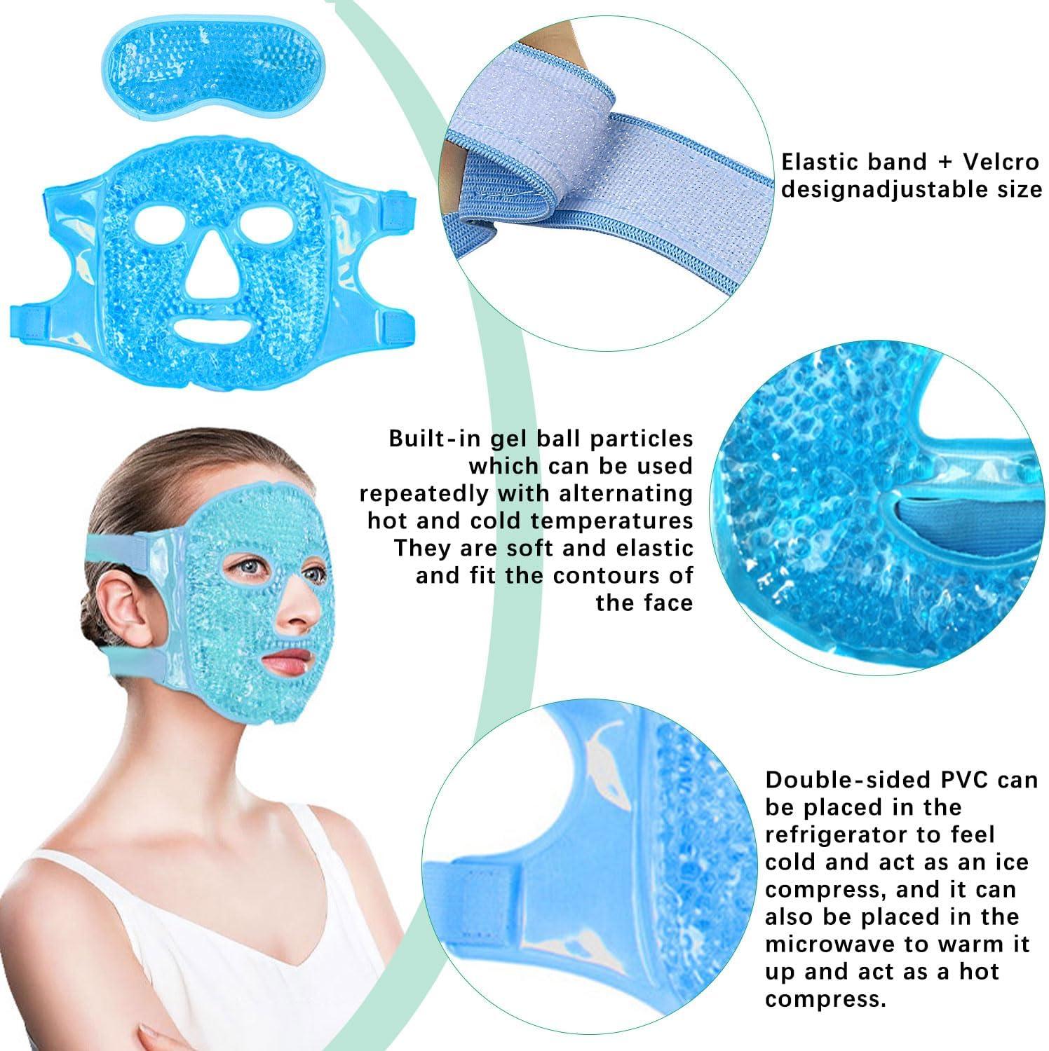 Cooling Face Mask Set With Hot And Cold Gel Packs Reusable Ice Face Mask Cold Compress Migraine