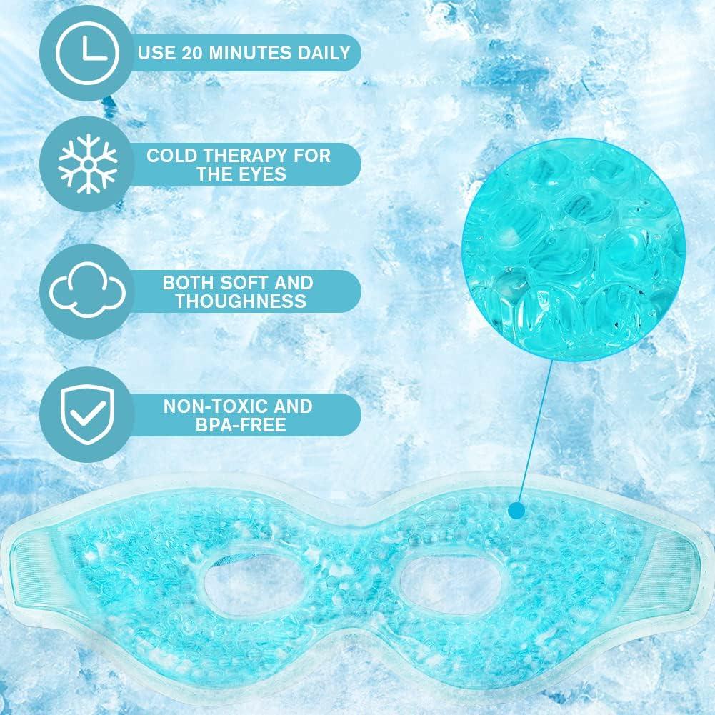 ACWOO Cooling Gel Beads Eye Mask For Puffy Eyes Hot Cold Therapy For Migraine Relief Dark
