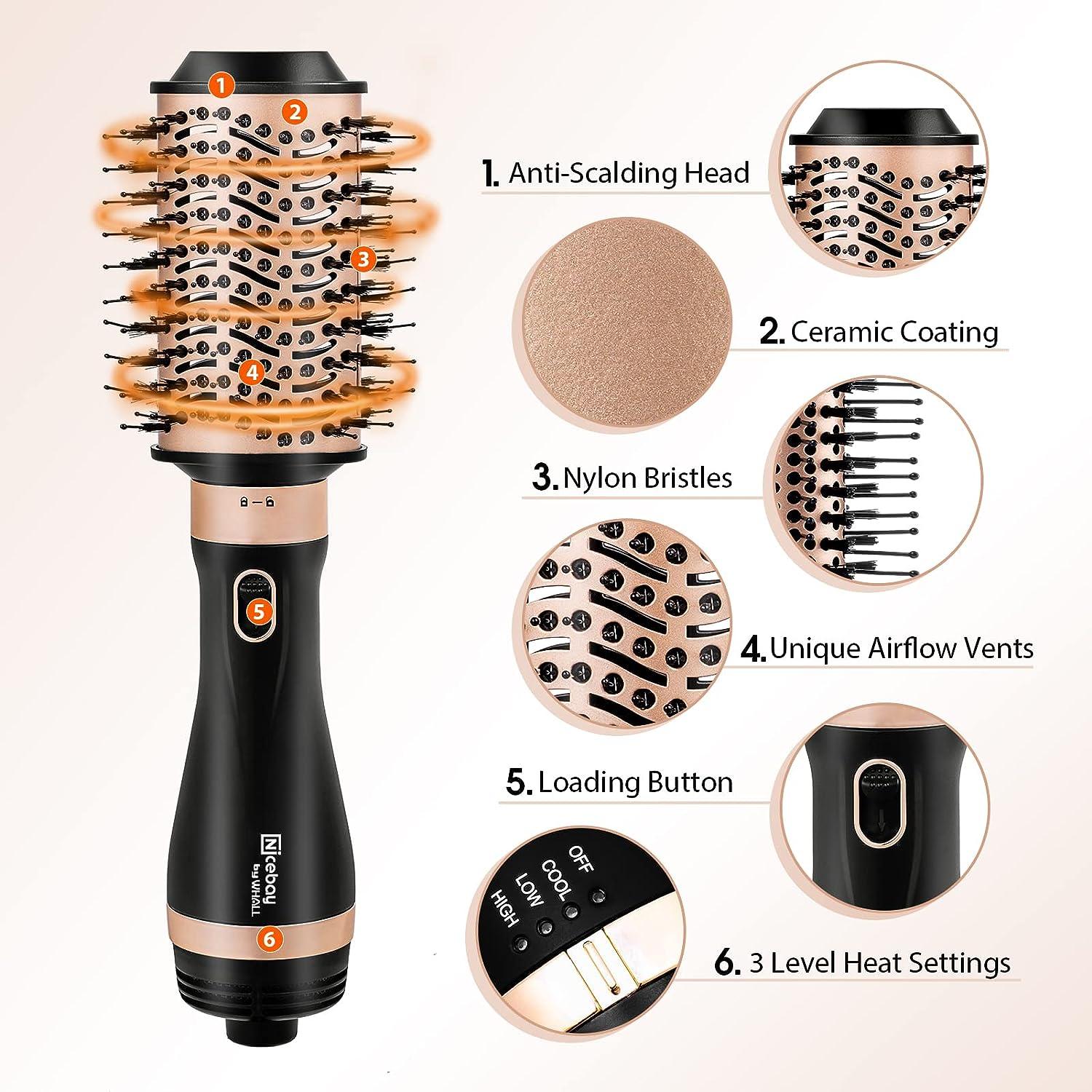Nicebay 4 In 1 Hot Air Brush Hair Dryer Straightener Curler Volumizer Ceramic Coating 3