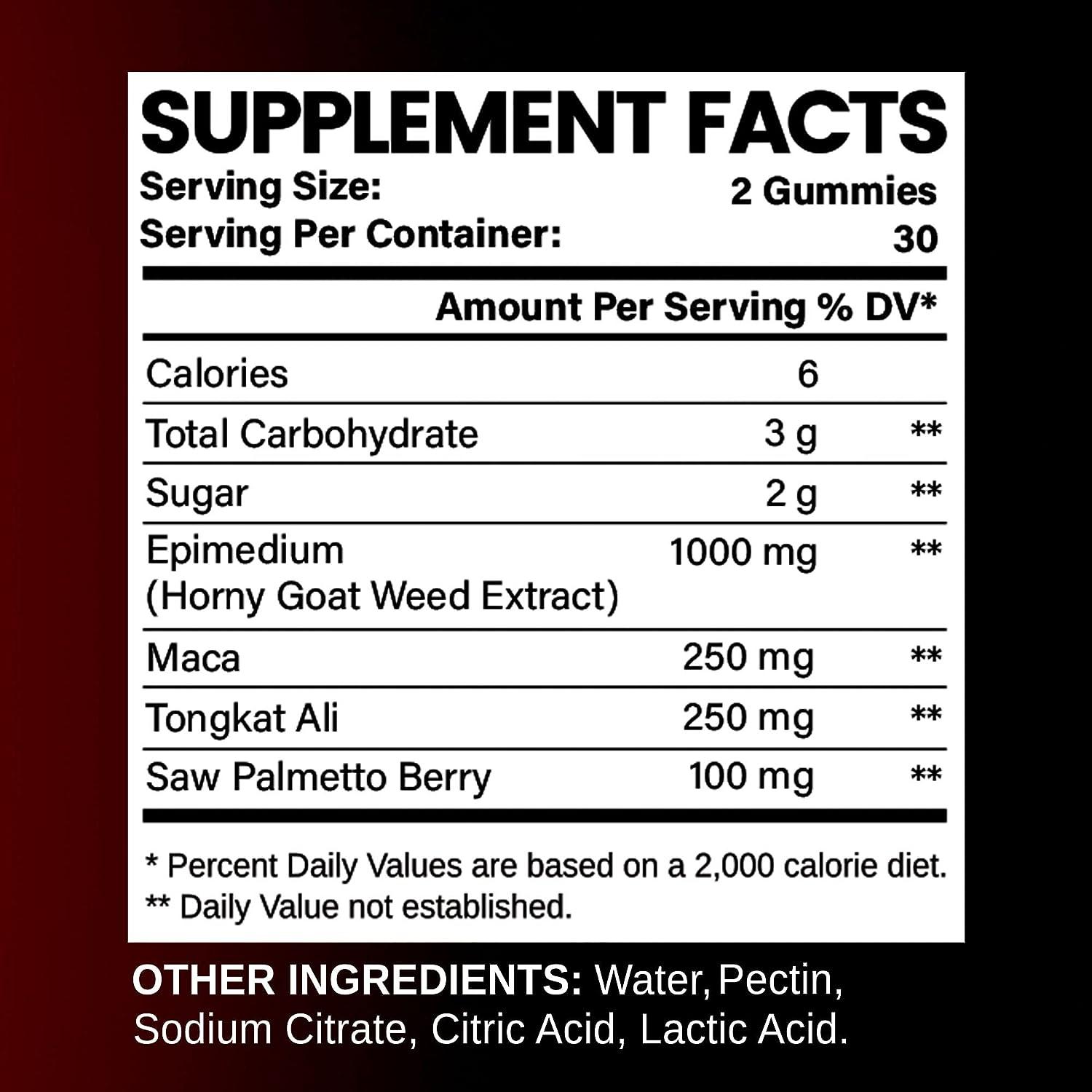 Premium Horny Goat Weed Gummies Maximum Strength Formula With Maca Tongkat Ali Root And Saw