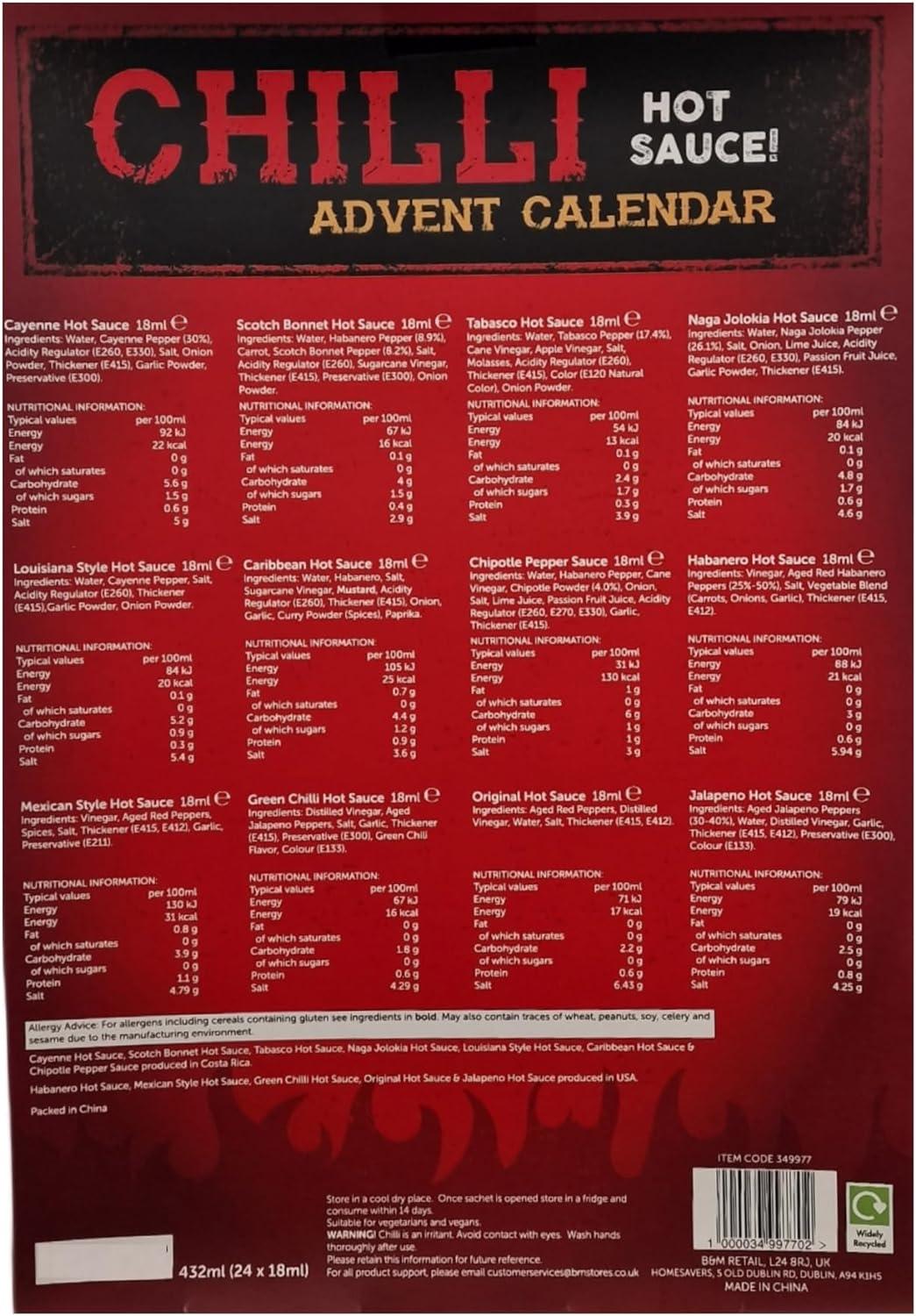 Chilli Advent Calendar For Chilly Lovers 24 Days Of Hot Sauce Buy Now With Express