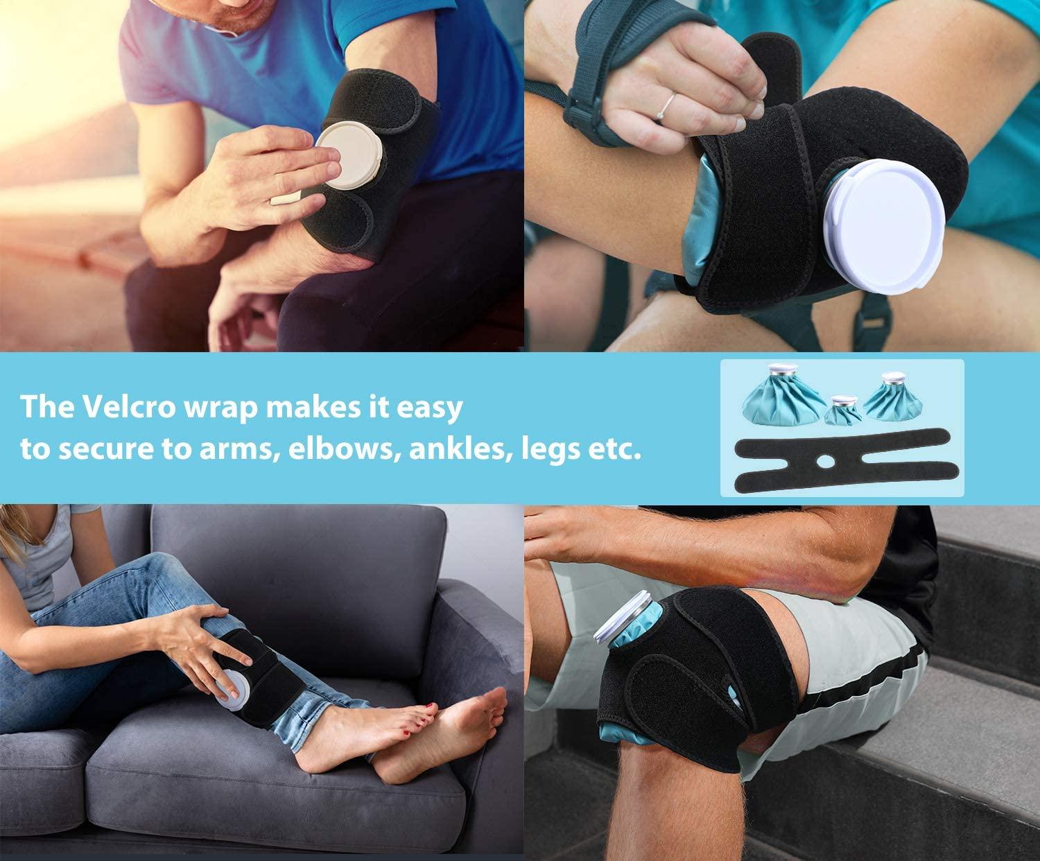 Ohuhu Ice Bag Packs For Injuries 3 Reusable Packs With Wrap For Hot Cold Therapy Pain