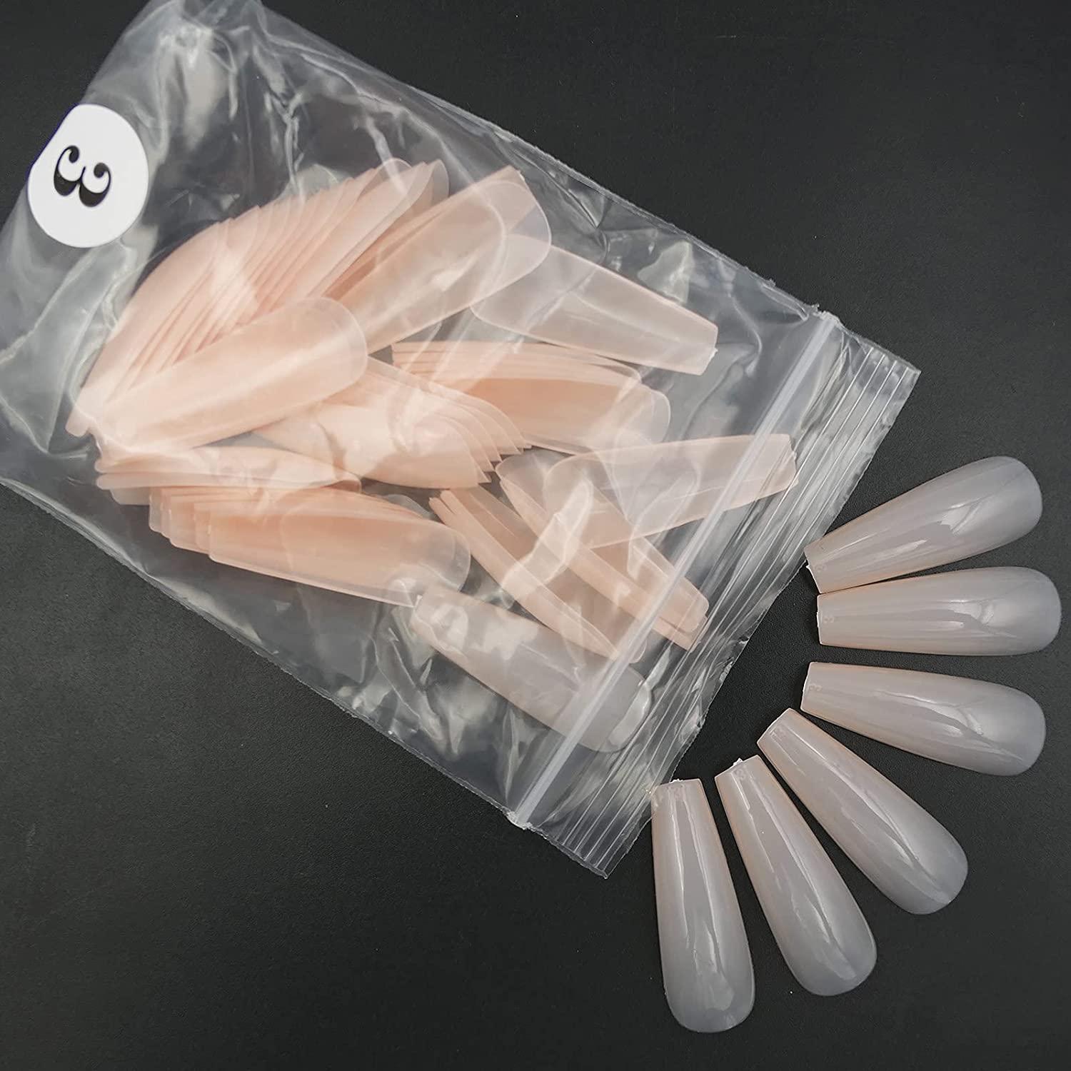 Pc Luckforever Painted Coffin Press On Nails Beige Nude Full Cover False Nails For Women