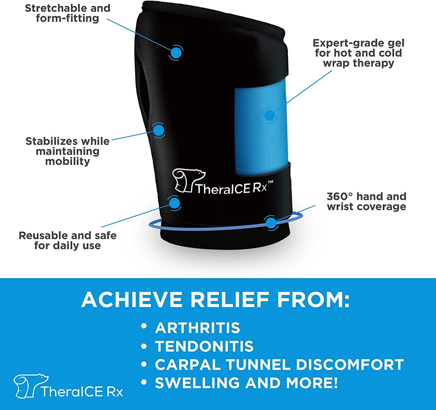Theraice Rx Wrist Ice Pack Hot Cold Hand Therapy Wrap For Arthritis Tendonitis Carpal