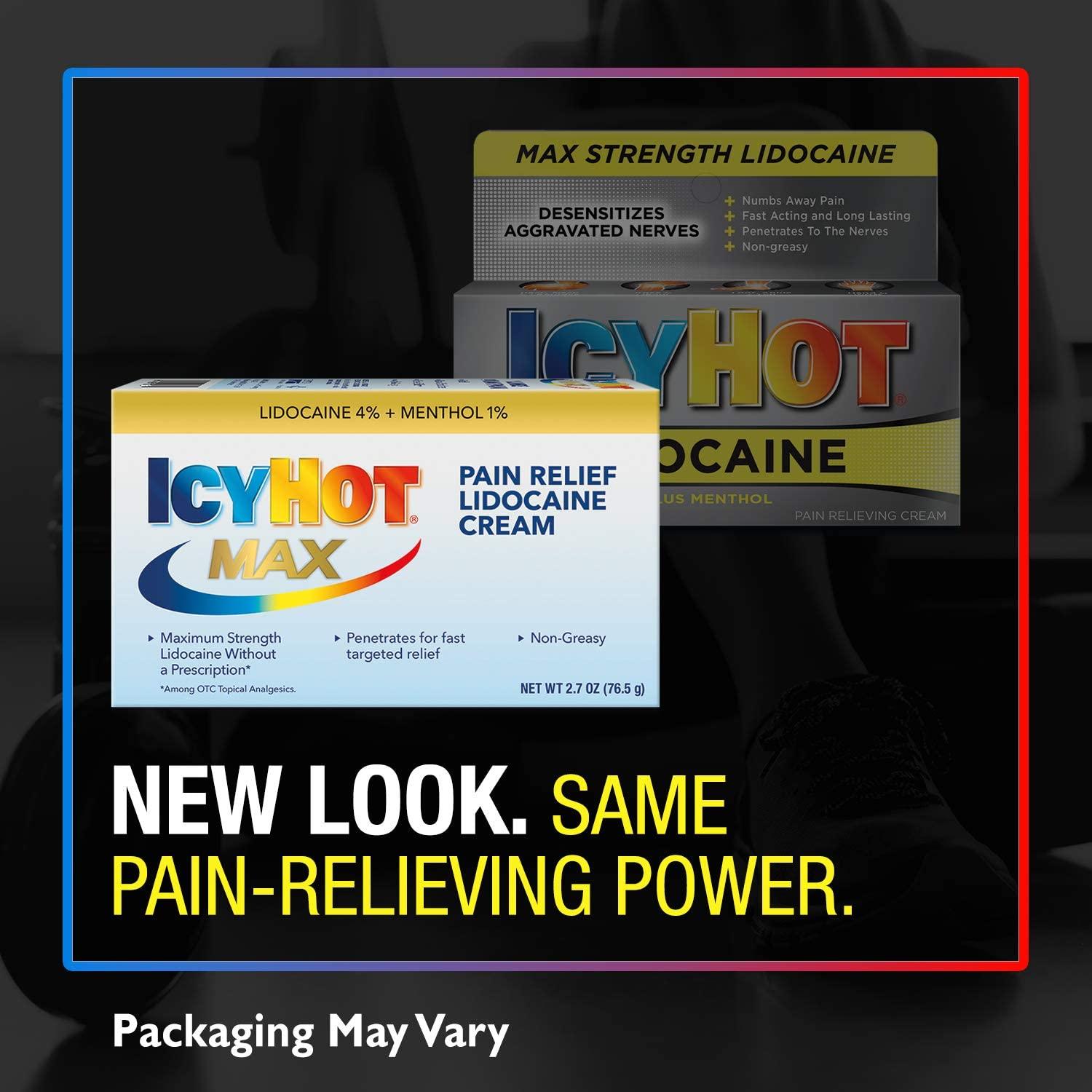 Icy Hot Max Strength Pain Relief Cream With Lidocaine Menthol 2 7oz New Packaging Buy Now