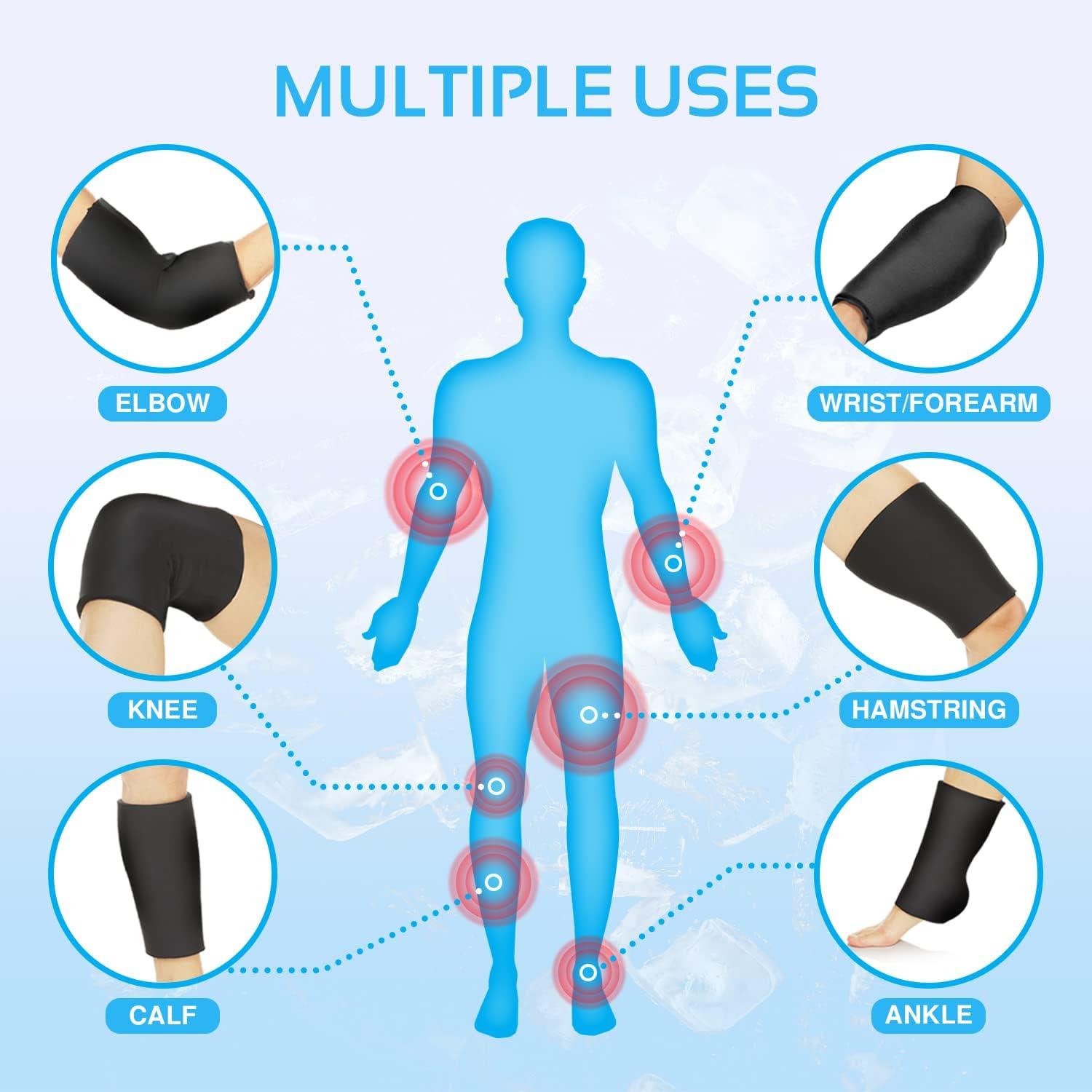 Pack Hot Cold Compression Ice Pack Sleeve Pain Relief For Knee Elbow Legs Arm Medium Size