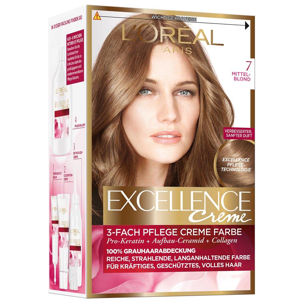 L Or Al Paris Excellence Cr Me 7 Medium Blonde 100 Gray Hair Coverage Permanent Hair Dye