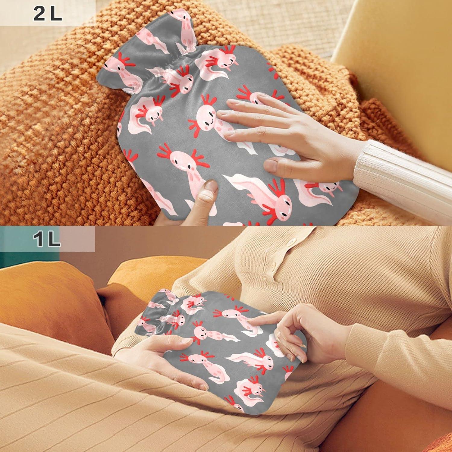 Cute Pink Axolotl Hot Water Bottle L Plush Cover For Hand Foot Warmer Ideal Gift For All