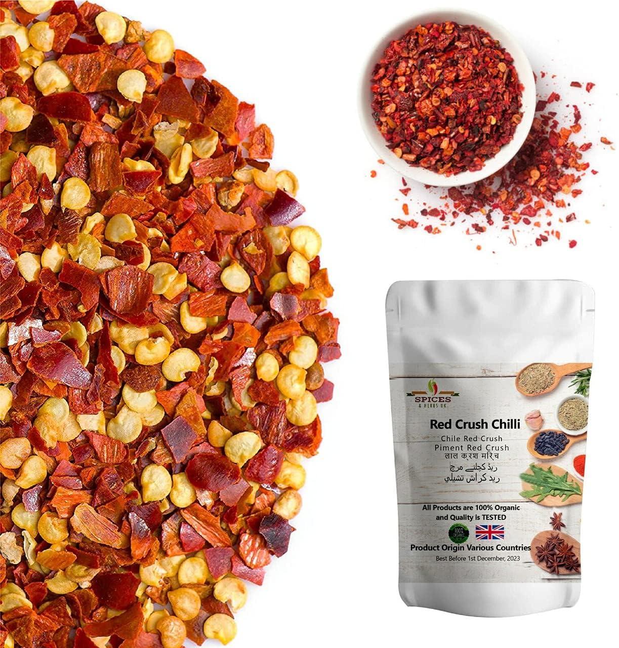 Organic Dried Red Crushed Hot Chilli Flakes By Spices Herbsuk G Perfect For Pizza Pasta