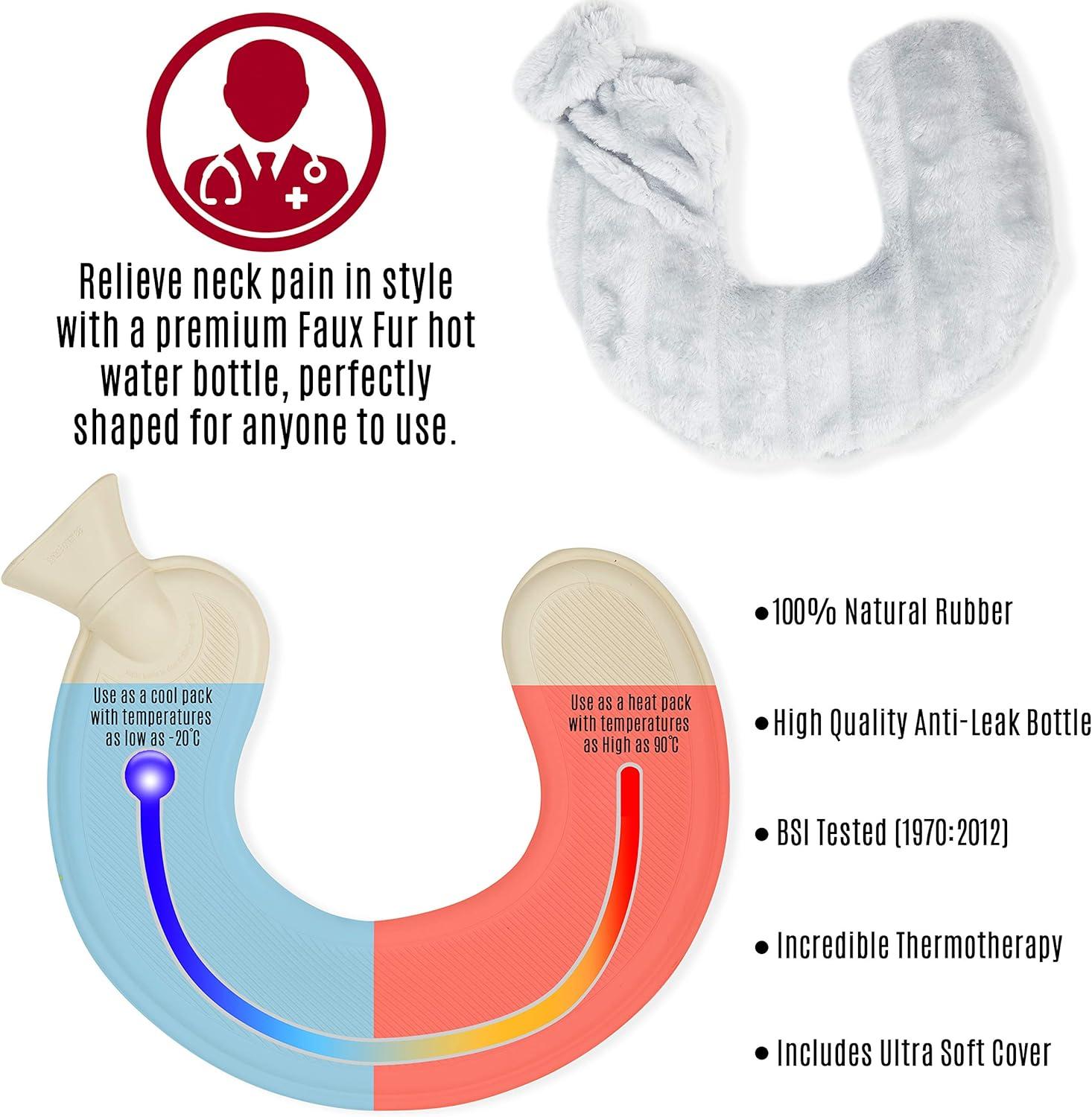 CityComfort Neck Hot Water Bottle With Removable Fleece Cover Wrap Around Hot Water Bottle For