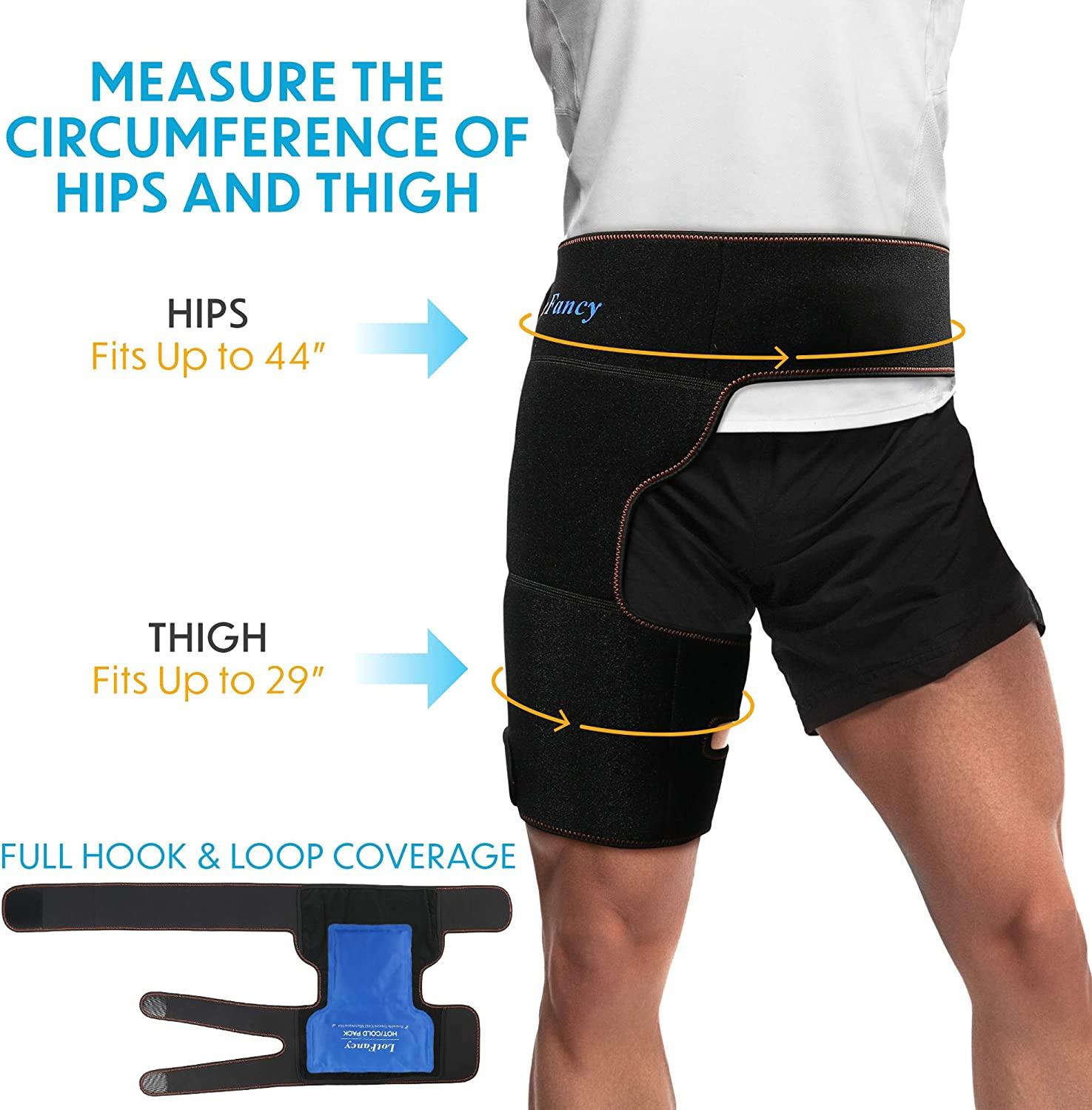 Lotfancy Hip Brace With Hot Cold Gel Pack Compression Support For Hip Thigh Sciatica Pain