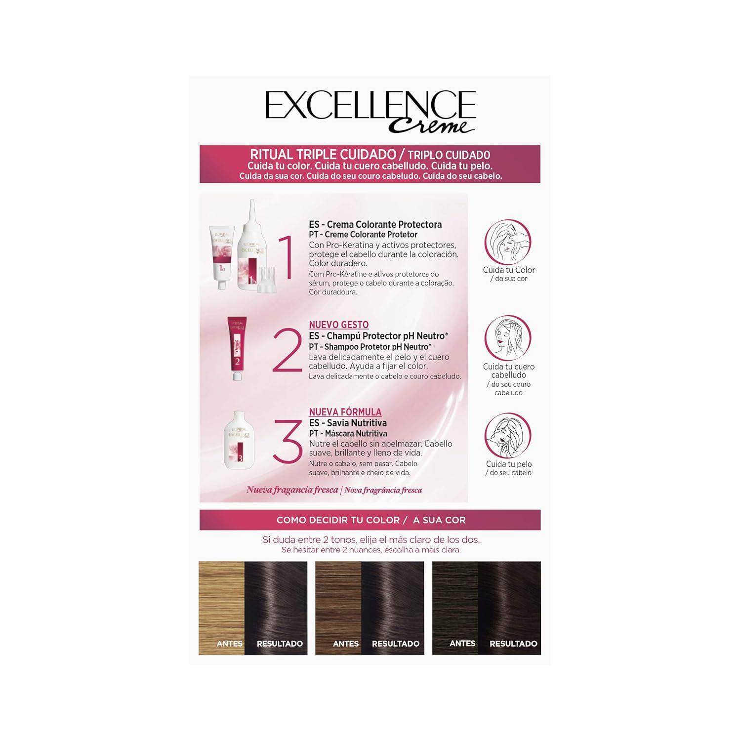 L Or Al Paris Excellence Cr Me Permanent Hair Dye Tone Dark Blonde Black Ebony
