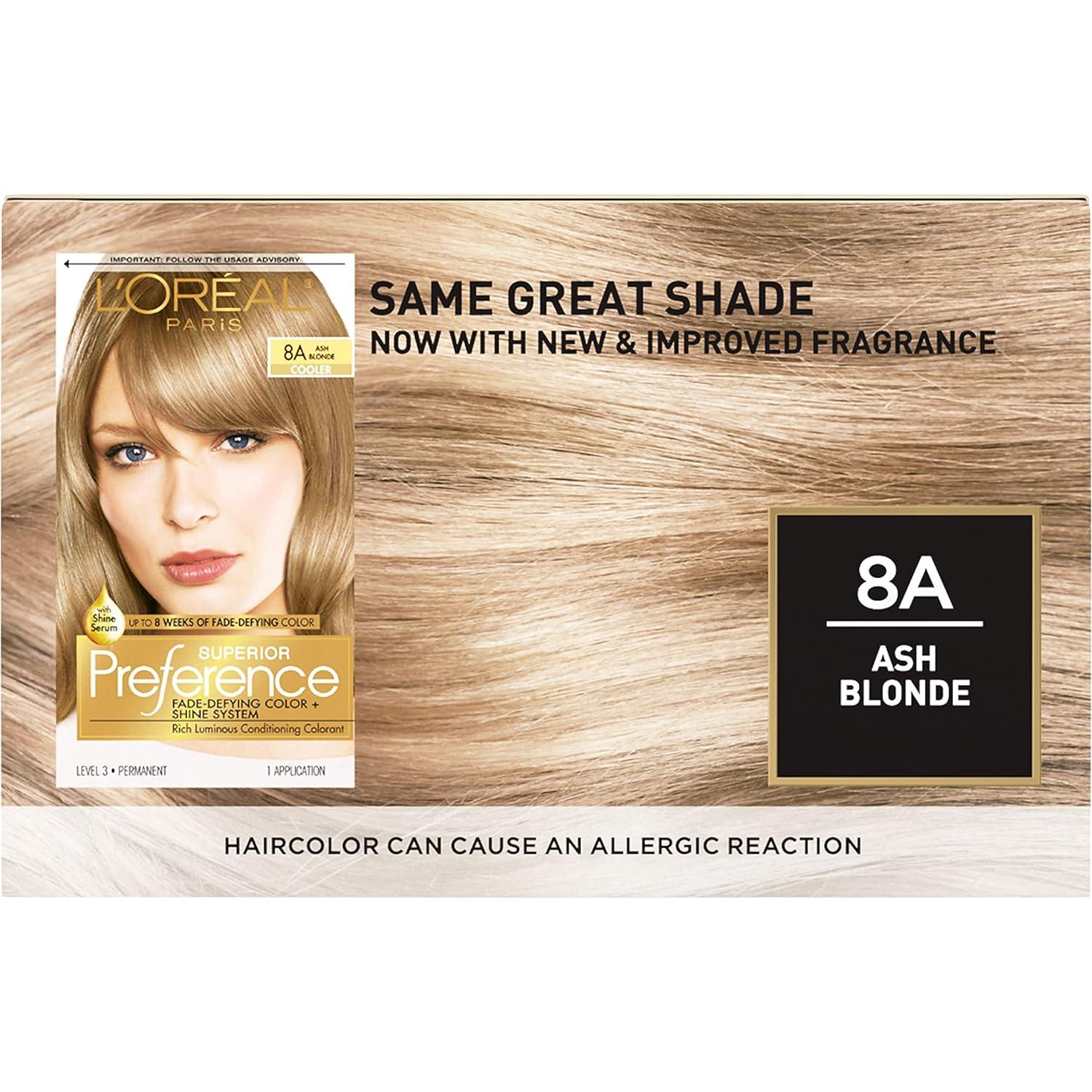 L Oreal Paris Superior Preference 8A Ash Blonde Permanent Hair Color Fade Defying Shine
