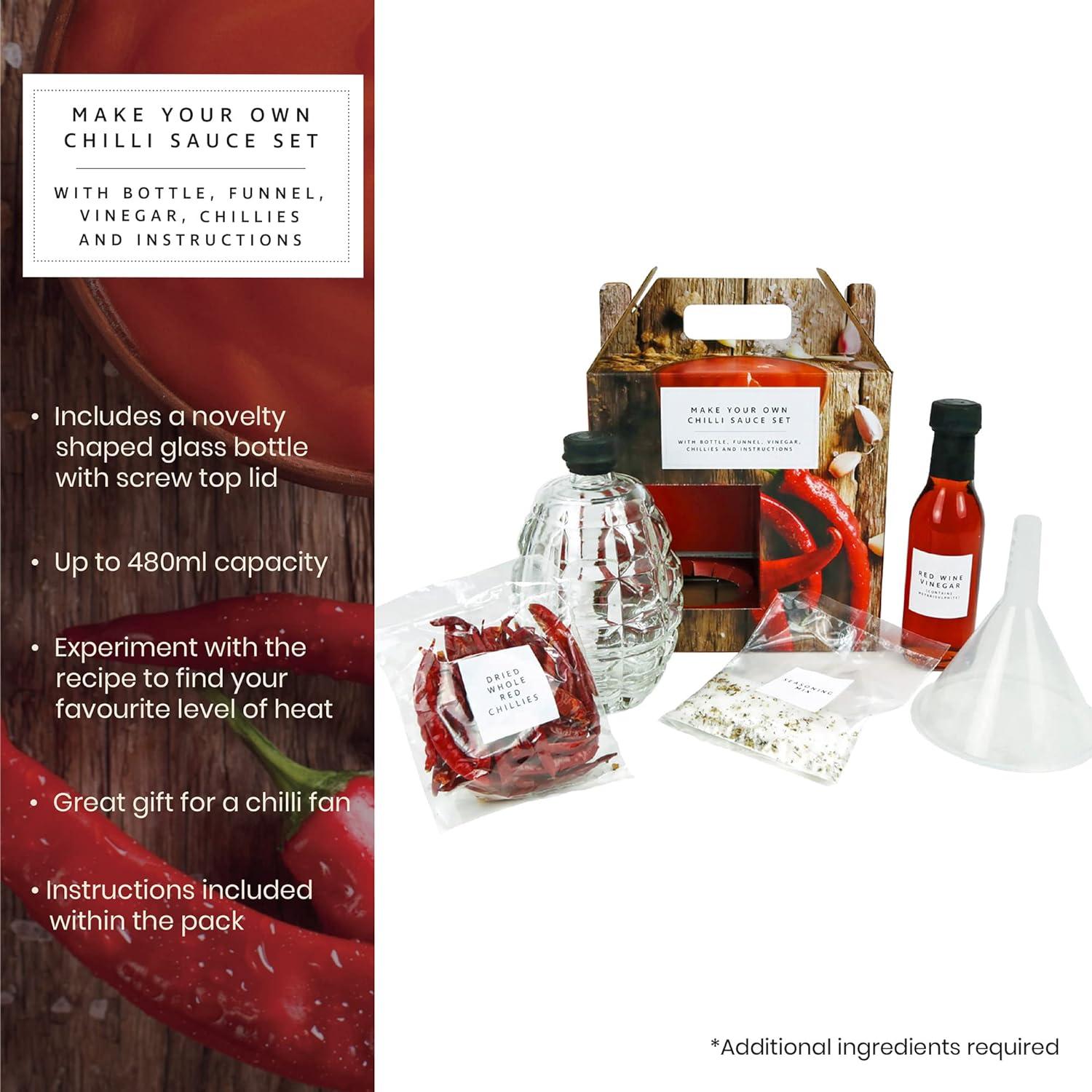 DIY Hot Sauce Gift Set Chilli Sauce Making Kit With Glass Grenade Bottle Unique Cooking Gift