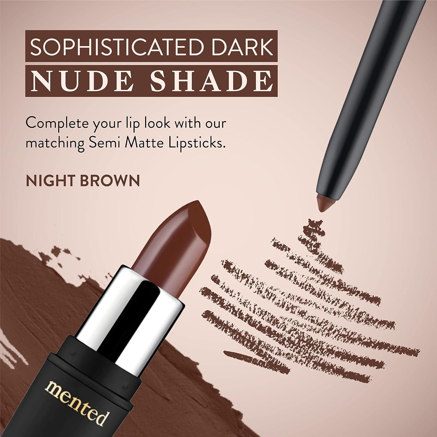 Mented Cosmetics Dark Night Semi Matte Nude Lipstick Lip Liner Set
