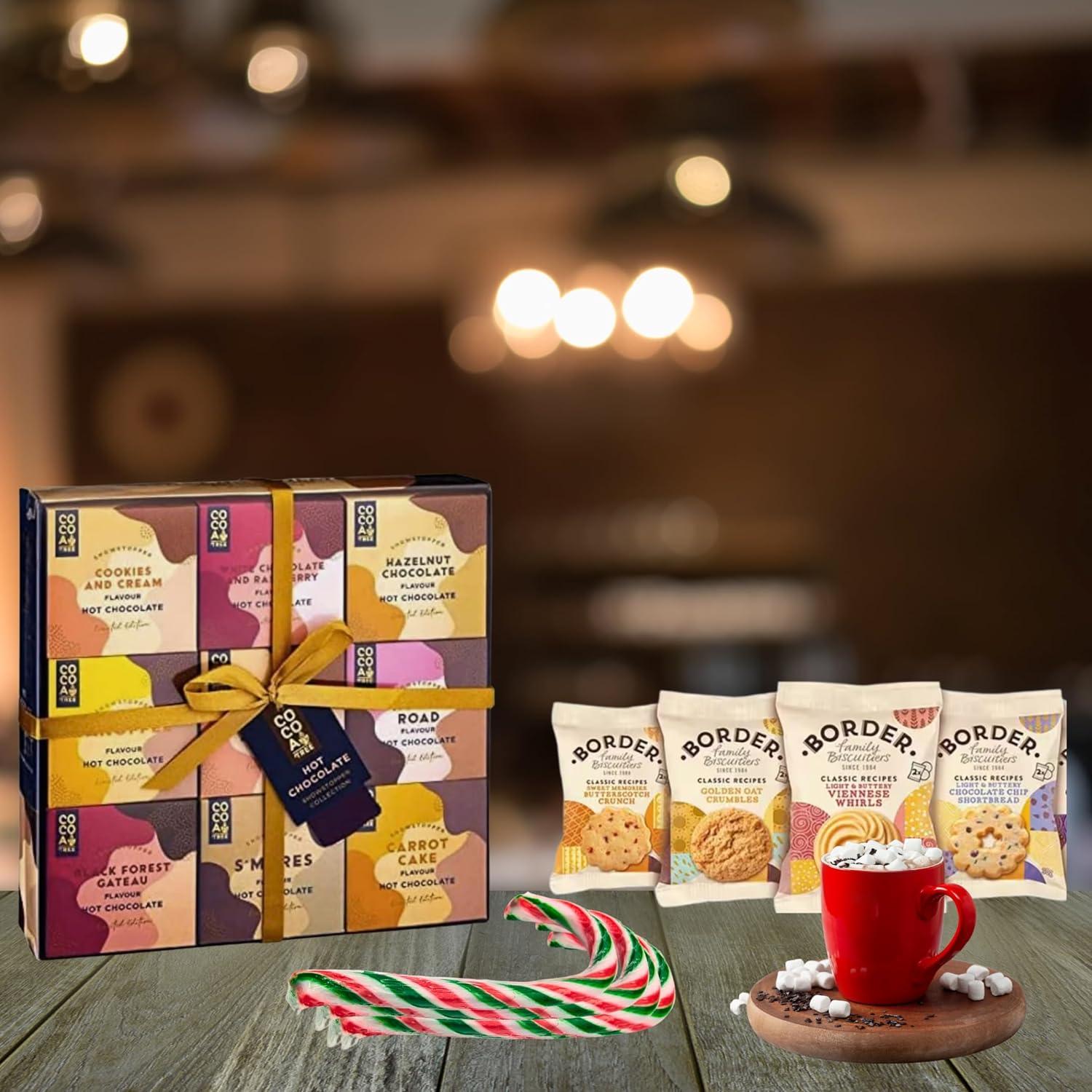 Hot Chocolate Gift Set 7 X Luxury Hot Chocolate Flavours Exotic Ginger Biscuits And