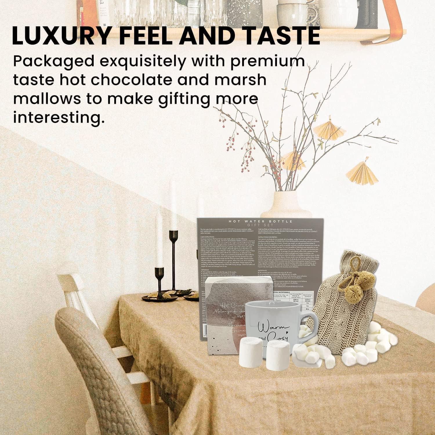 Hot Water Bottle Gift Set Christmas Cosy Bundle With Mug Hot Chocolate Marshmallows More
