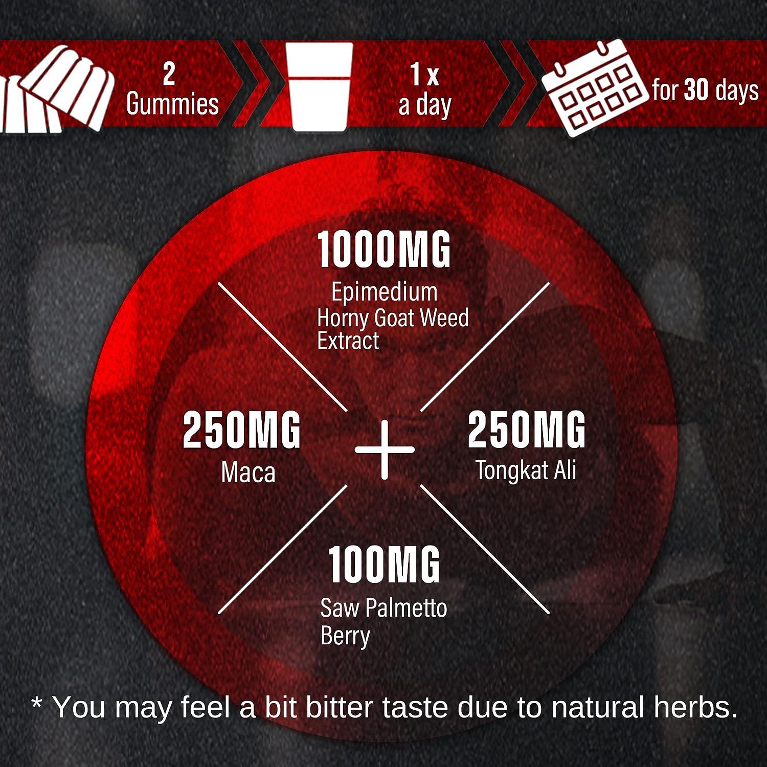 Premium Horny Goat Weed Gummies Maximum Strength Formula With Maca Tongkat Ali Root And Saw