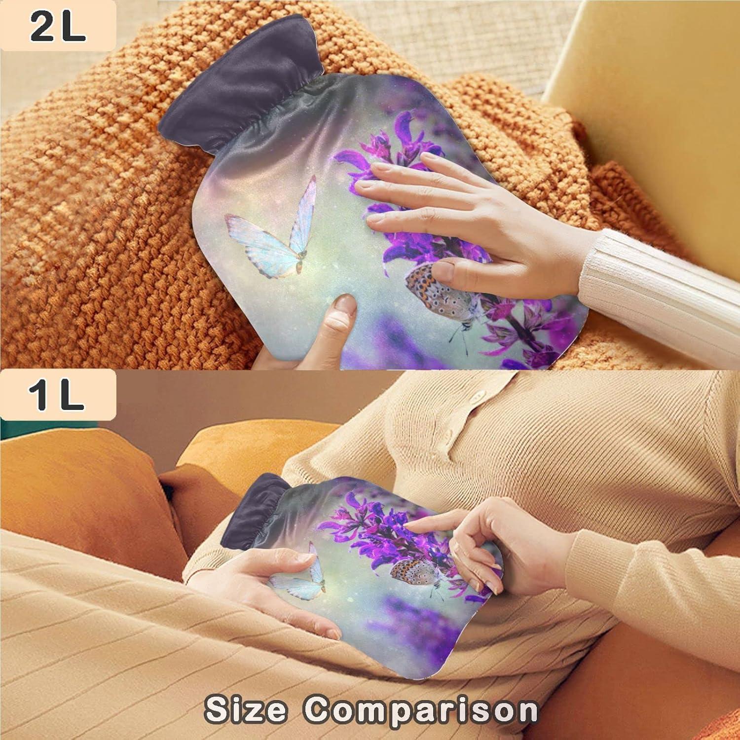 Buy Naanle L Hot Water Bottle With Butterfly Lavender Cover Heat Cold Therapy For Pain