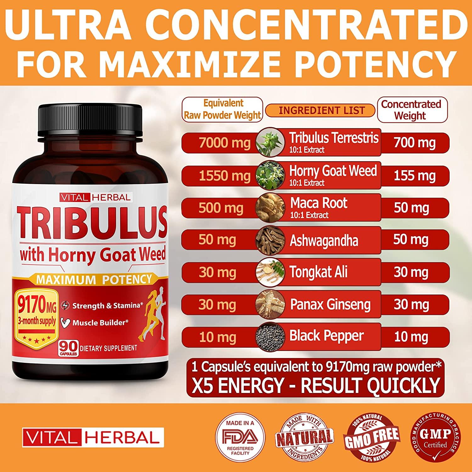 Ultra Tribulus Terrestris Horny Goat Weed Capsules 9170mg Maximum